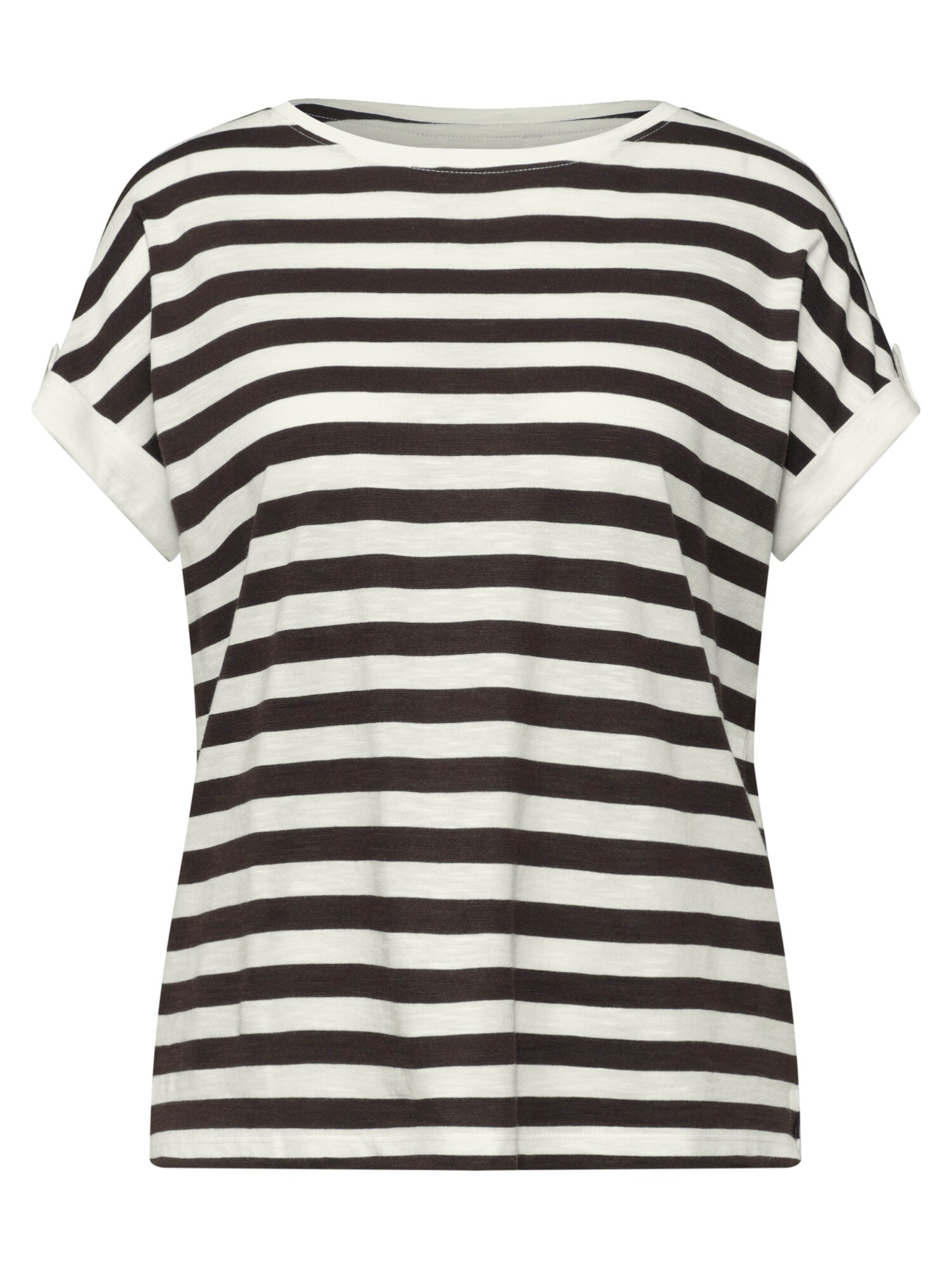 STREET ONE Majica  temno rjava / bela