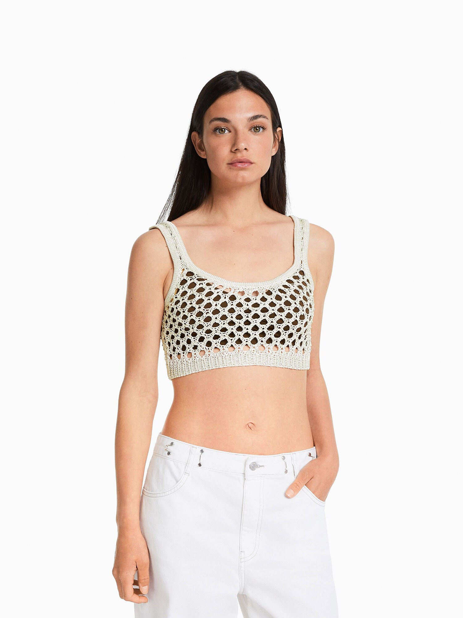 Bershka Stick felső  bézs termék 2. képe
