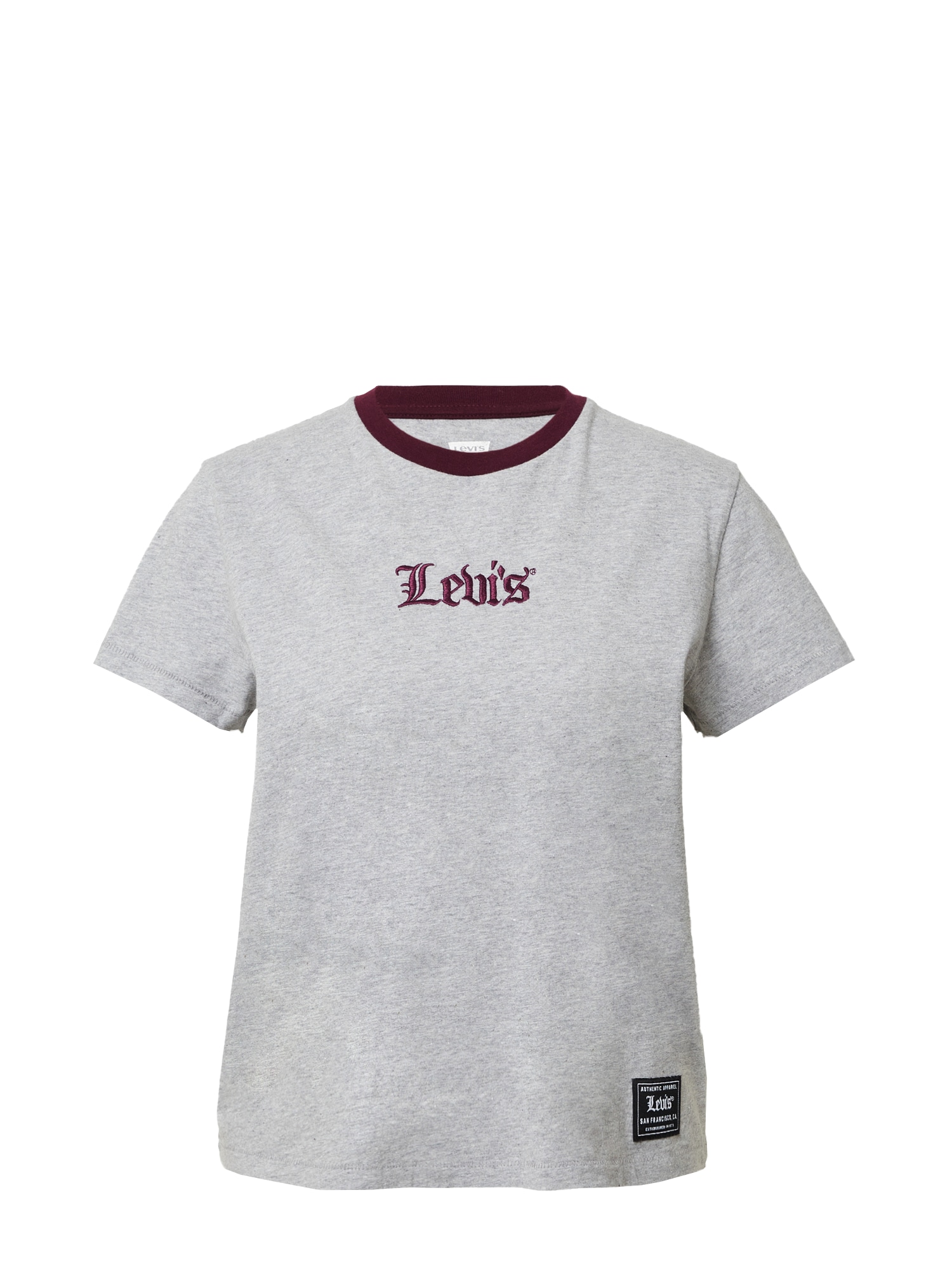 LEVI'S Тениска  сив меланж / червено-виолетово