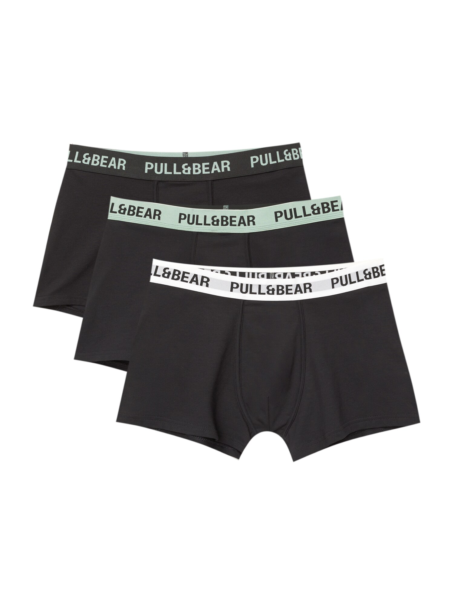 Pull&Bear Boxeri  gri / verde deschis / negru / alb