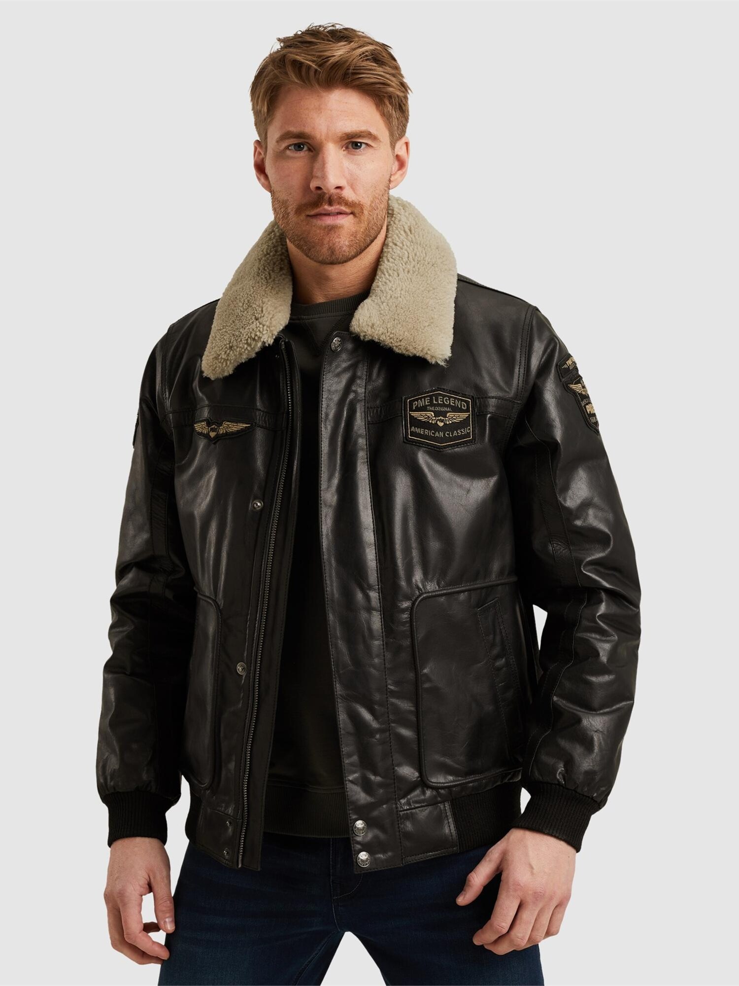 PME Legend Giacca di mezza stagione 'Hudson leather jacket' nero