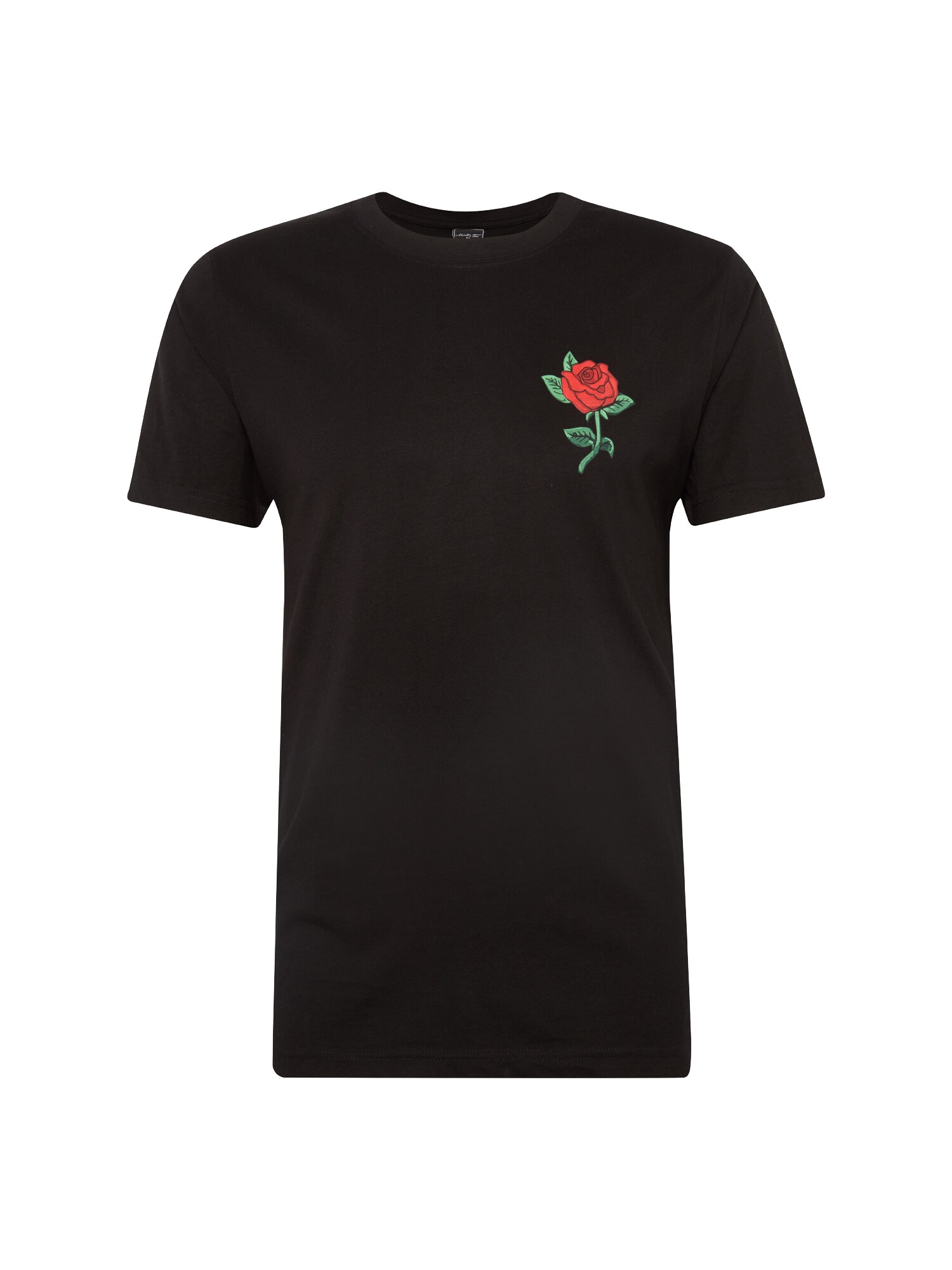 Mister Tee Plus Size Marškinėliai 'Rose'  juoda / šviesiai raudona / žaliosios citrinos spalva