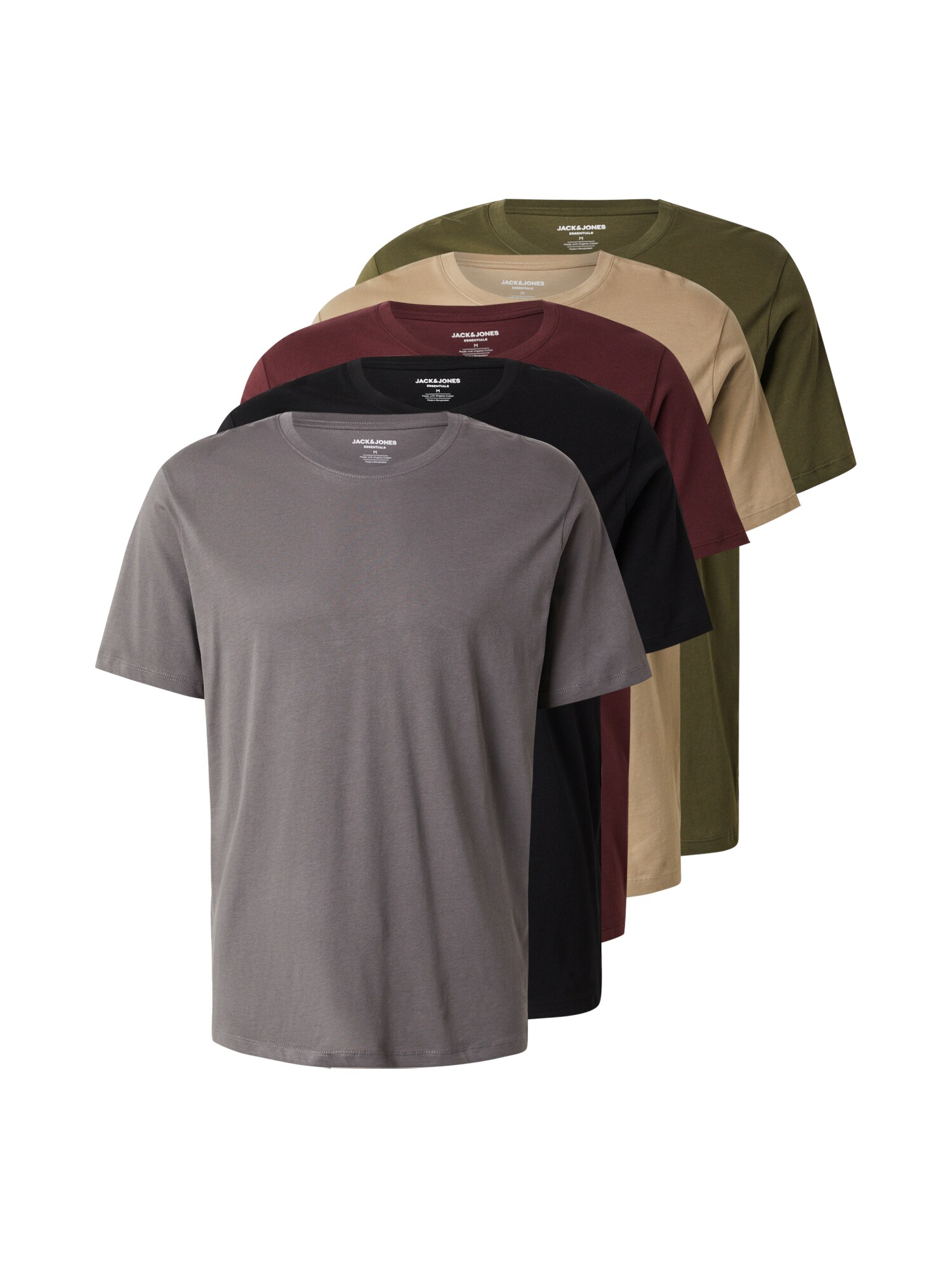 JACK & JONES Póló 'JJEORGANIC'  bézs / szürke / khaki / burgundi vörös / fekete akciós termékkép 1