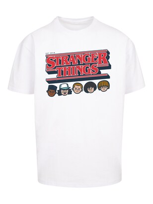 F4NT4STIC Shirt ‘Stranger Things Netflix TV Series’ Nachtblauw / Bruin / Kersrood / Wit