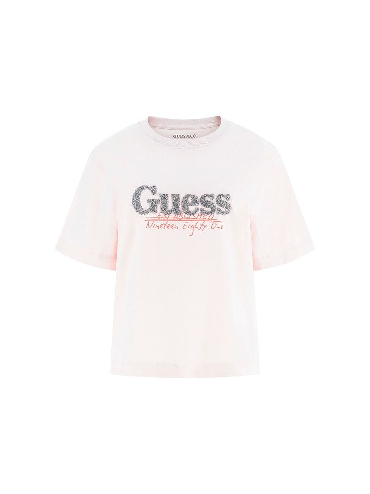 GUESS T-Shirt Damen Größe XXL rosa / hellrot / schwarz / silber