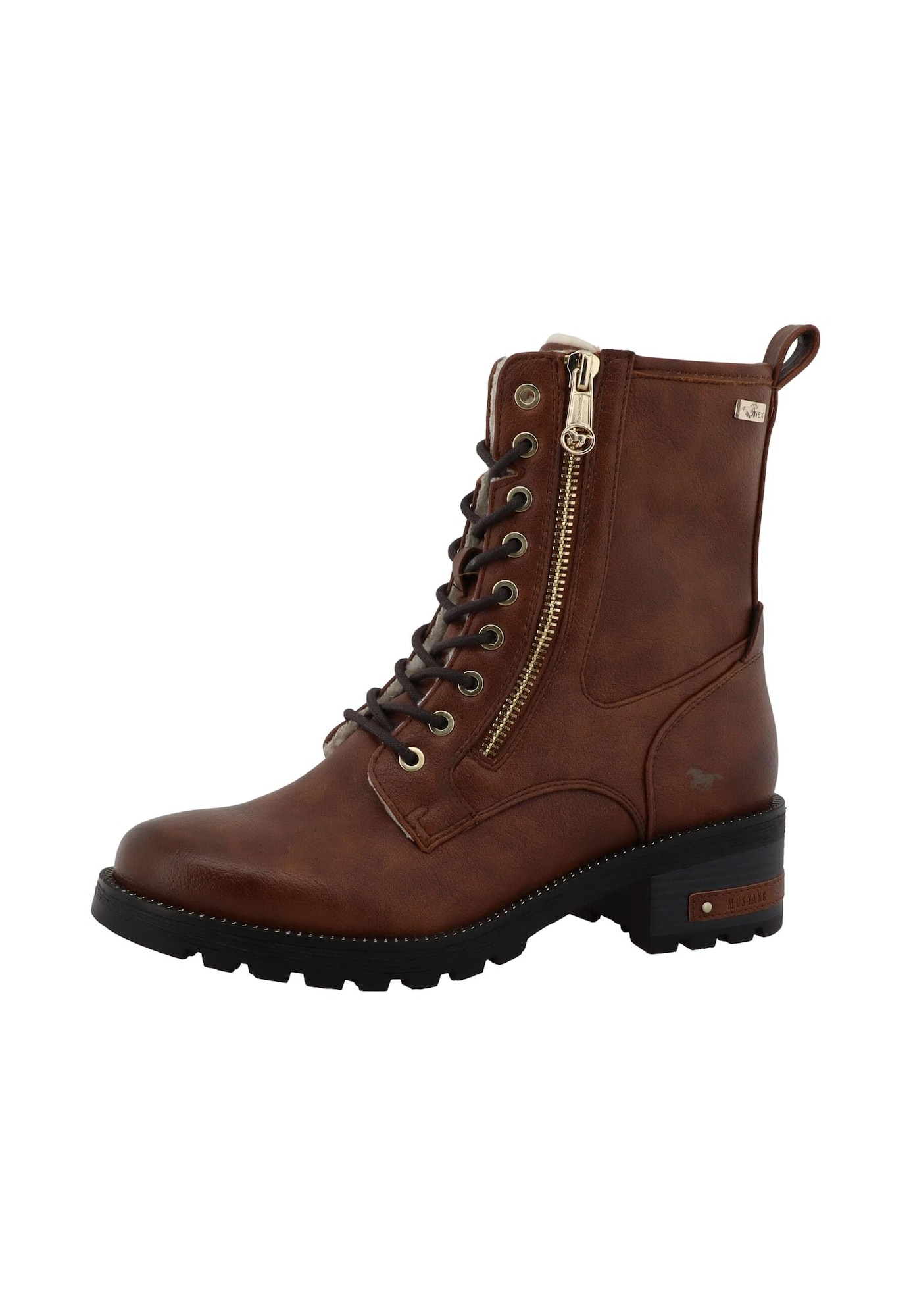 MUSTANG Botines con cordones 'Haukea' marrón / marrón oscuro / negro