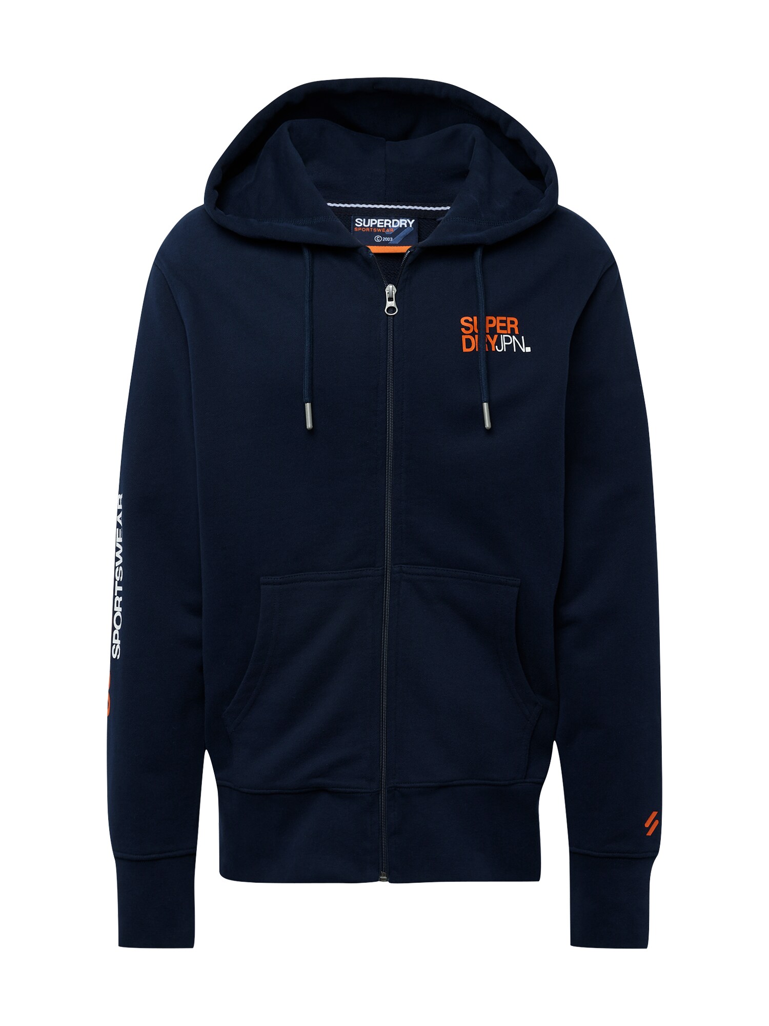 Superdry Tepláková bunda  námornícka modrá / oranžová / biela