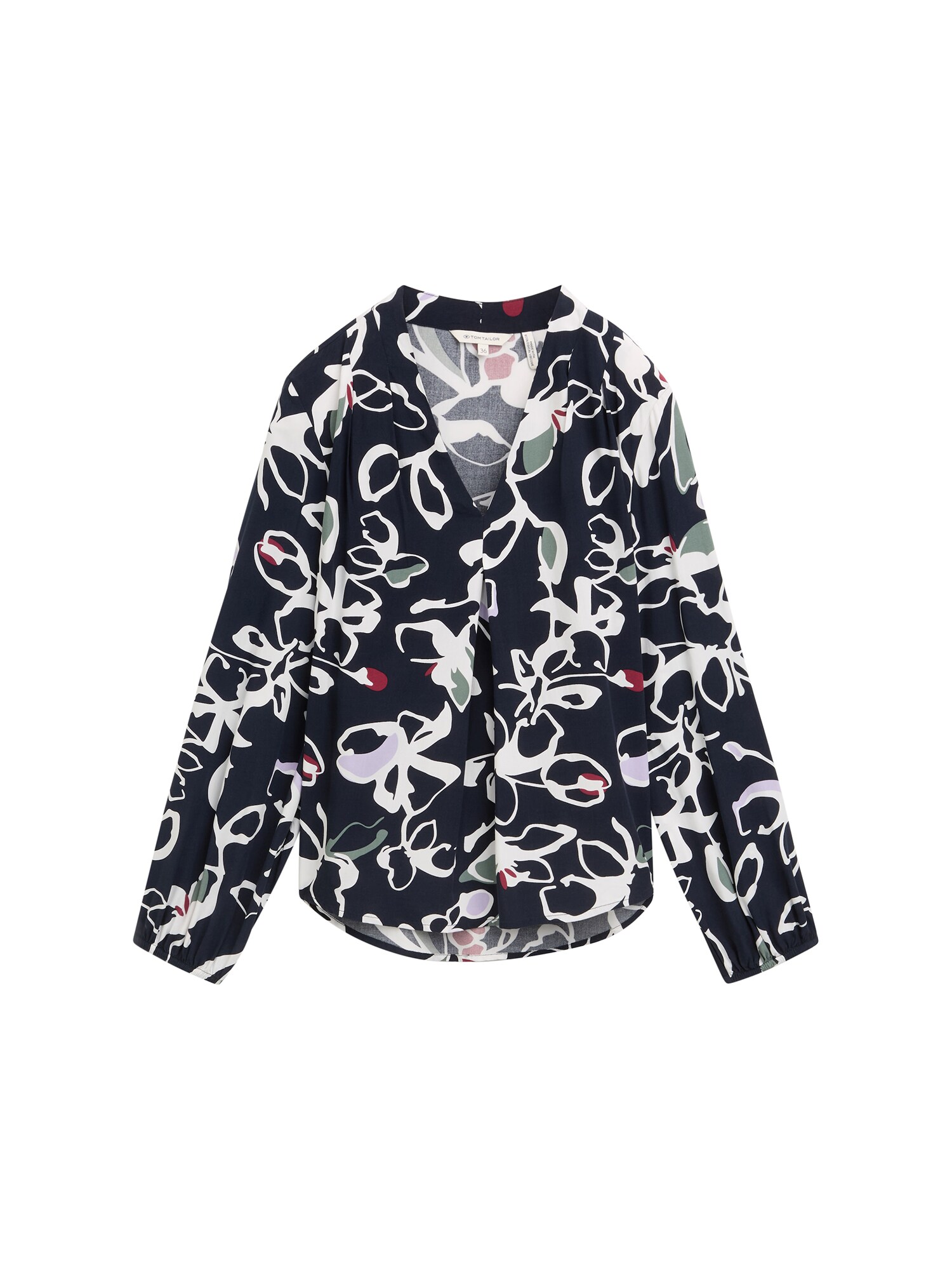 TOM TAILOR Bluză  bleumarin / verde / roşu închis / alb murdar