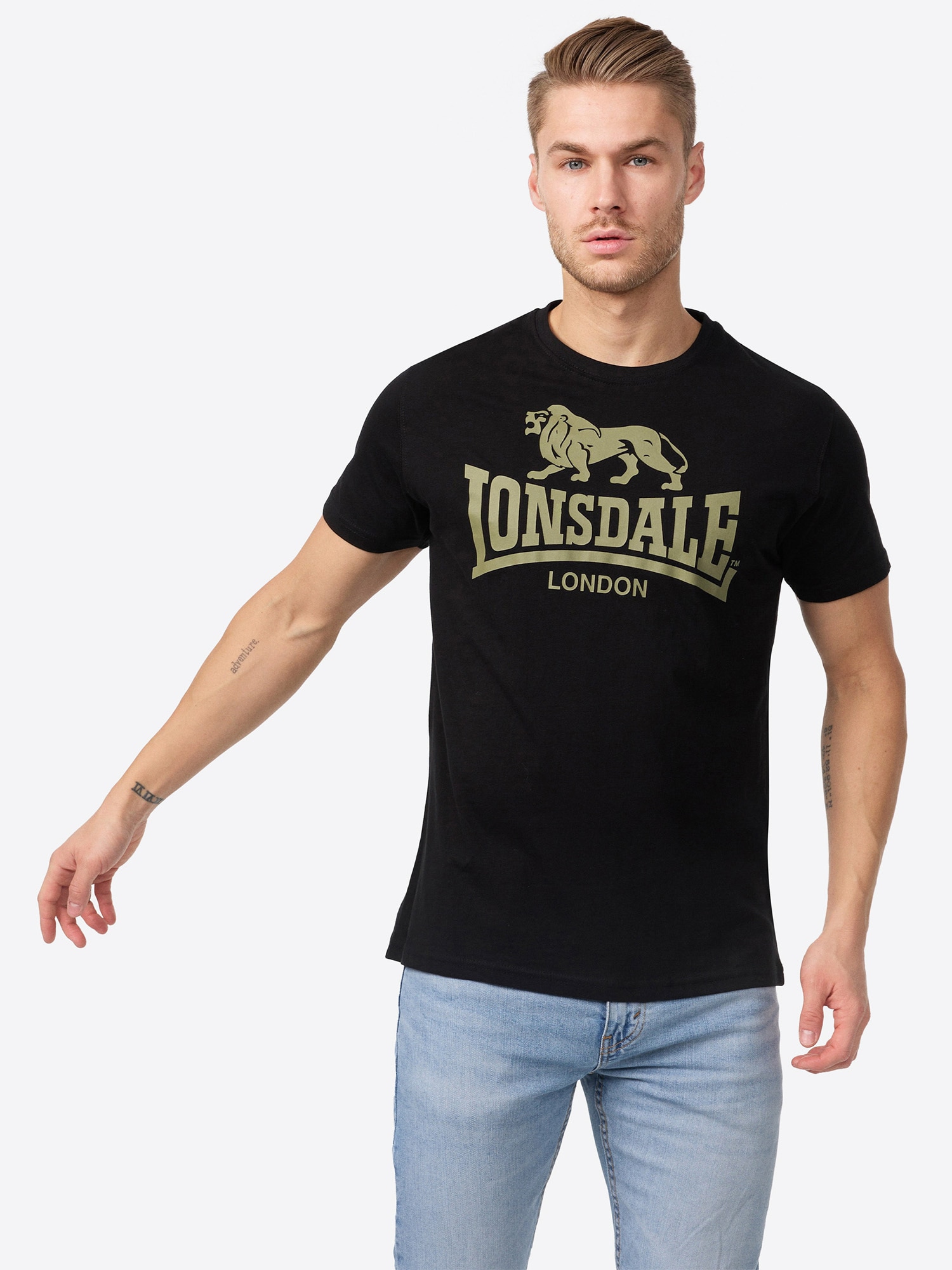 LONSDALE Póló zöld / fekete termék 2. képe