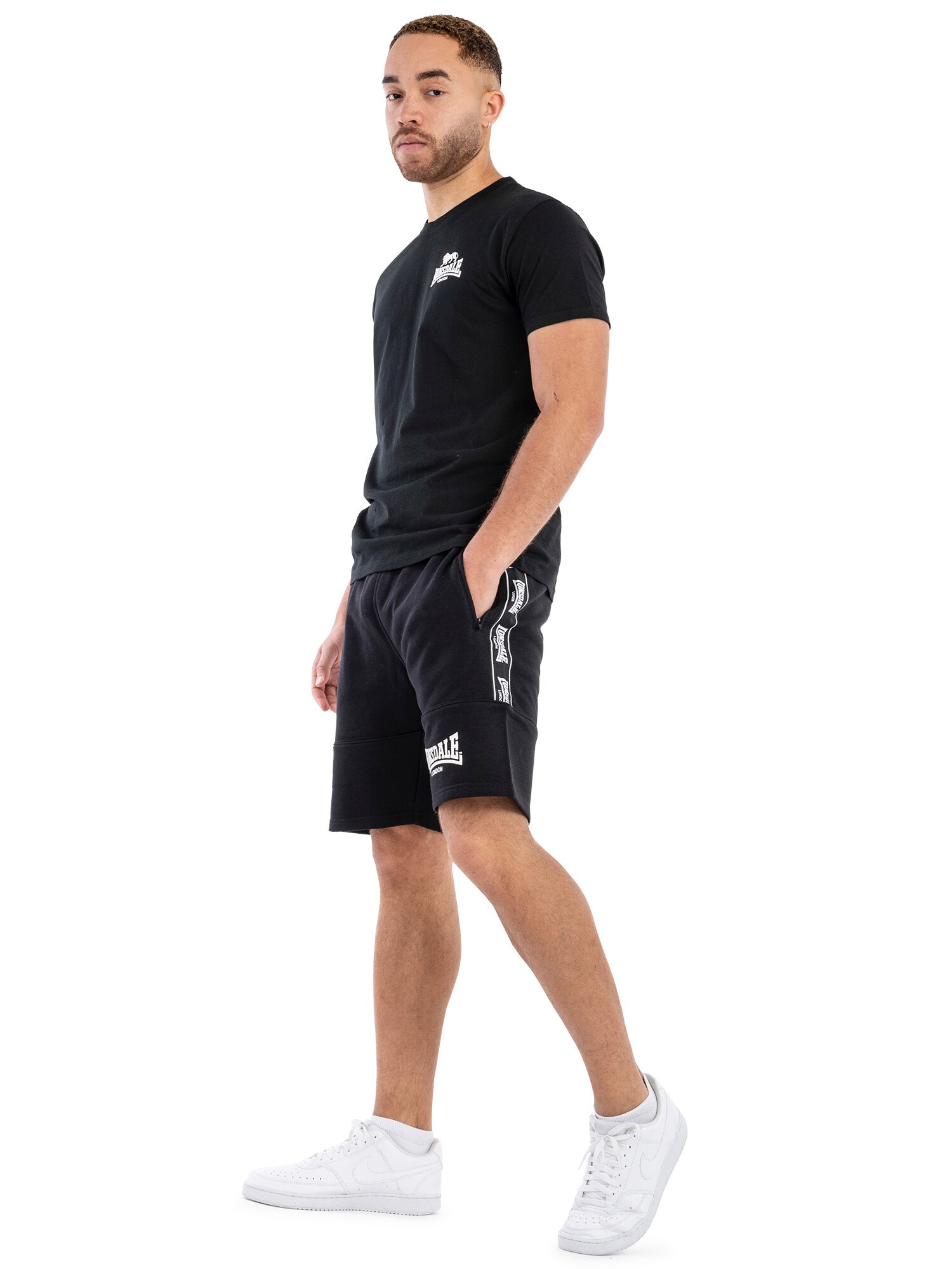 LONSDALE Pantaloni Scarvell  negru / alb