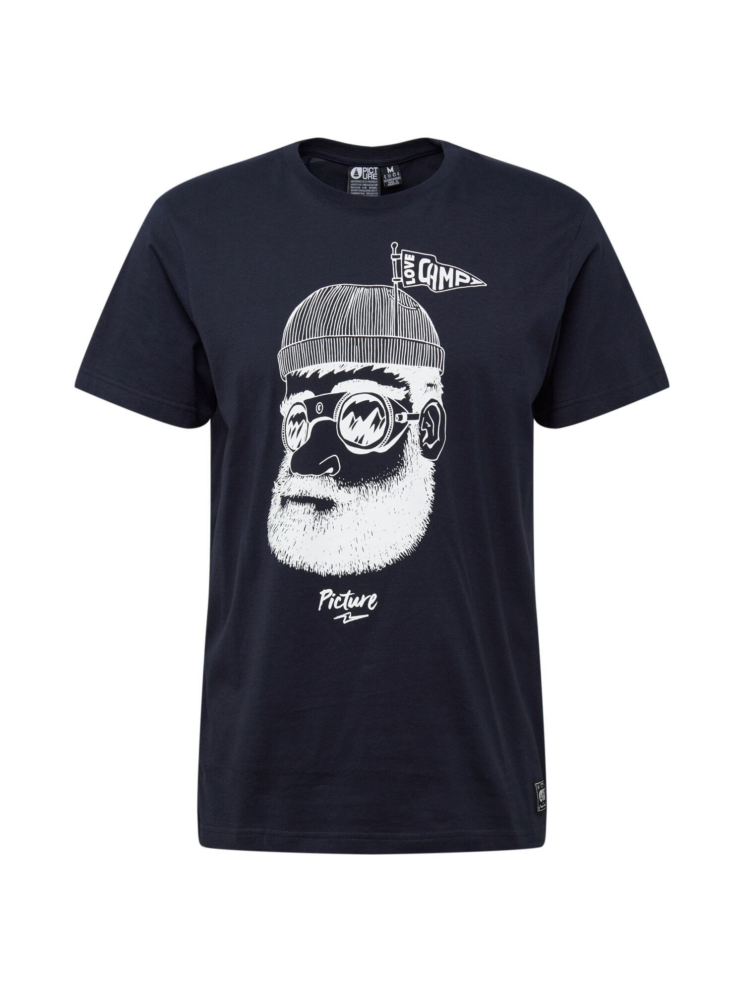 Picture Organic Clothing Sportiniai marškinėliai 'Pinecliff'  tamsiai mėlyna / balta
