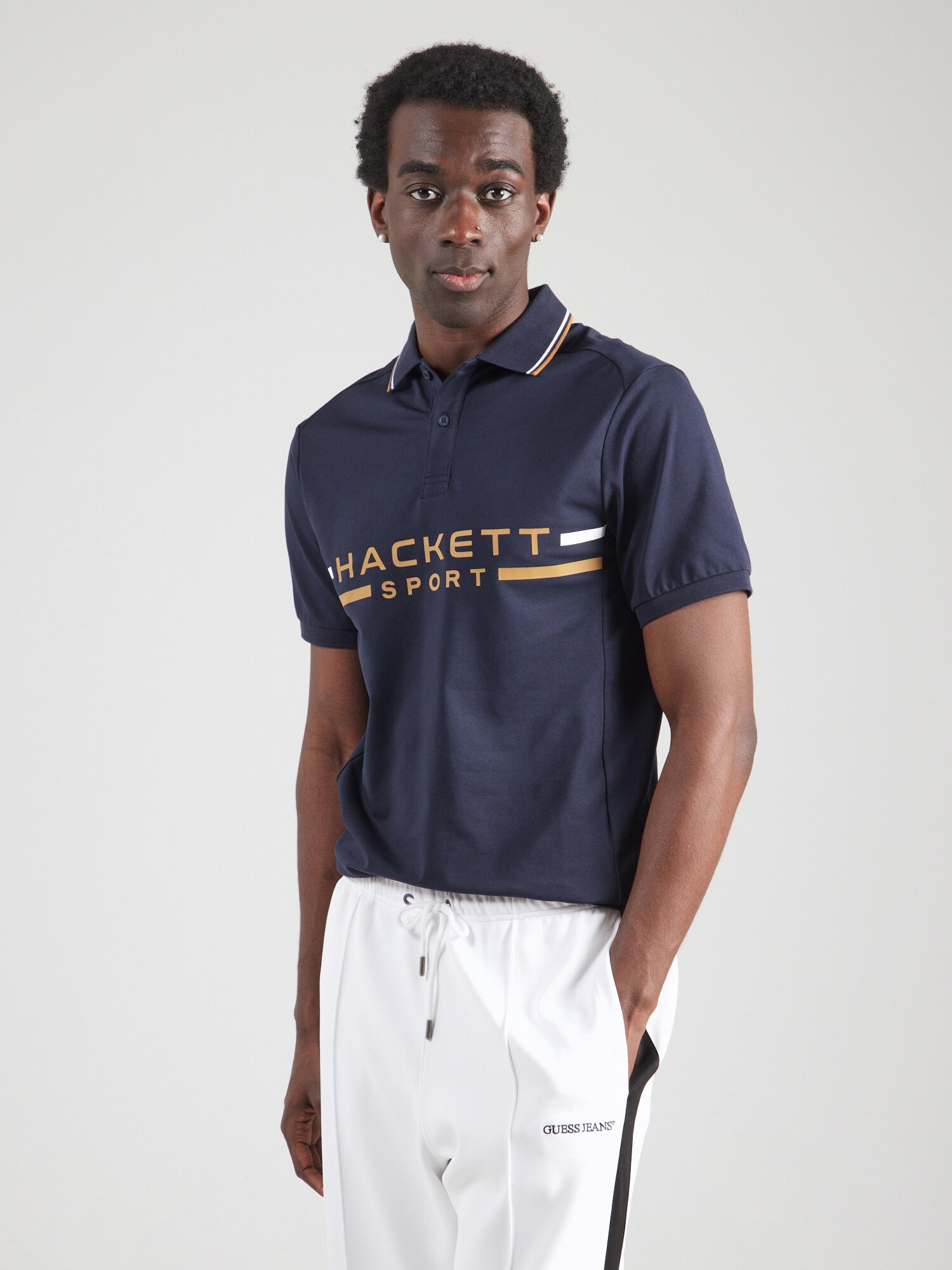 Hackett London Póló  tengerészkék / méz / fehér termék 2. képe