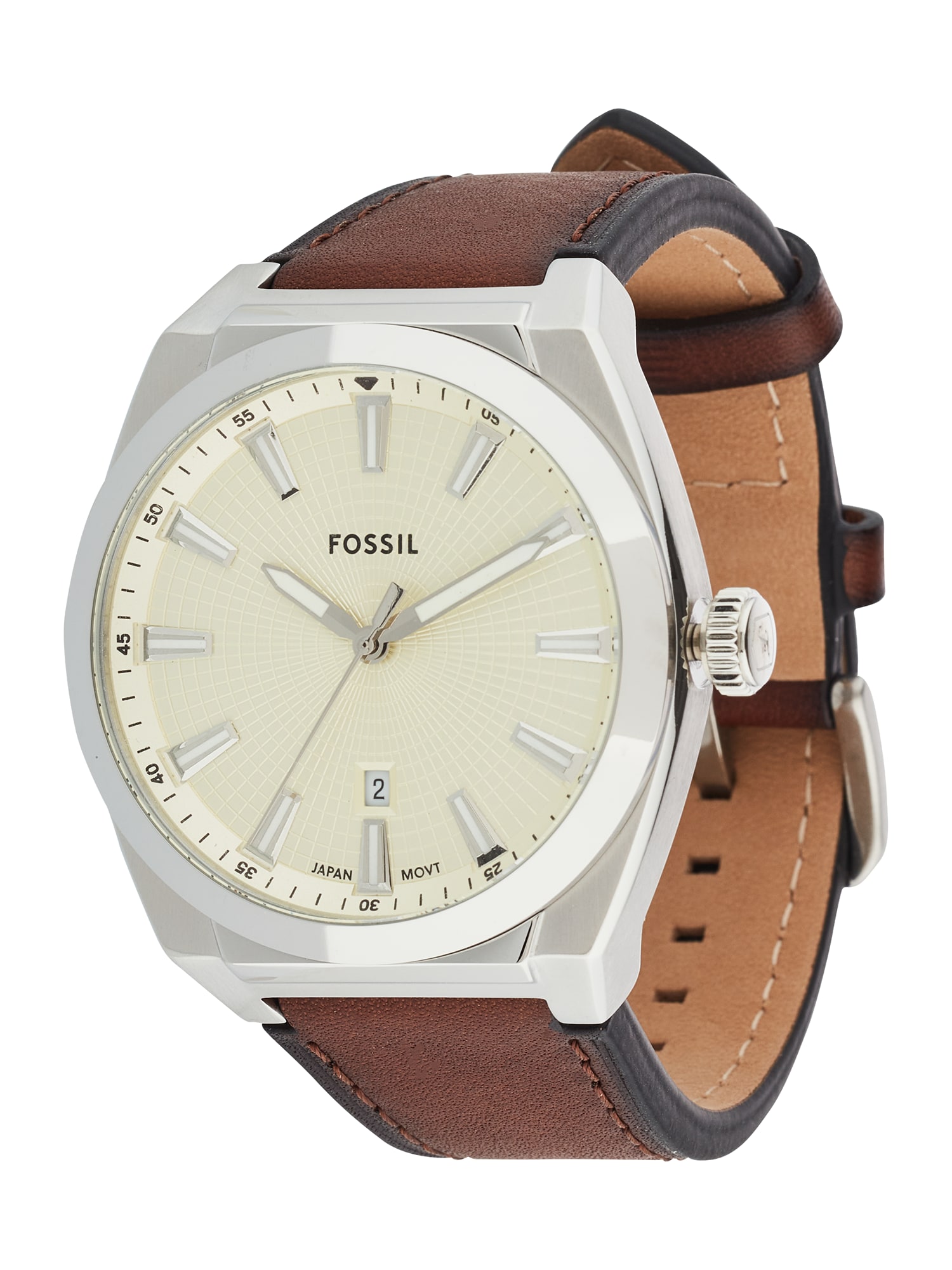 FOSSIL Ceas analogic Everett  fildeş / maro / argintiu