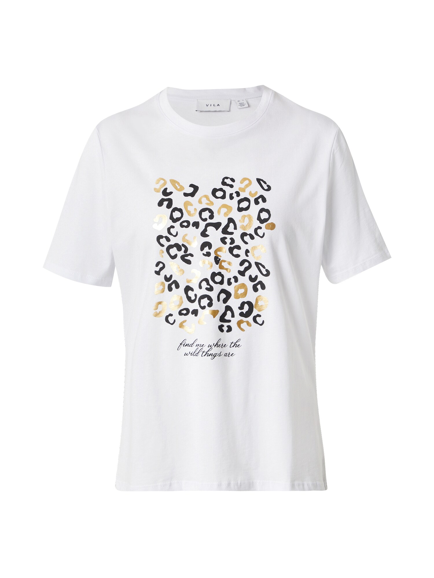 VILA Tricou 'VIJUNKE'  auriu / negru / alb