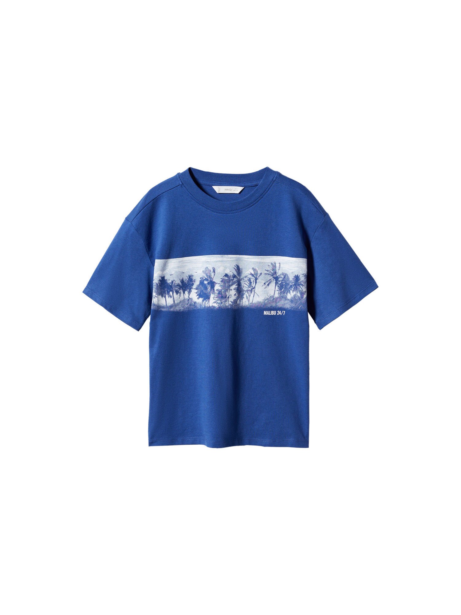 MANGO KIDS Tričko 'FRANJI'  kobaltovomodrá / modrosivá / biela