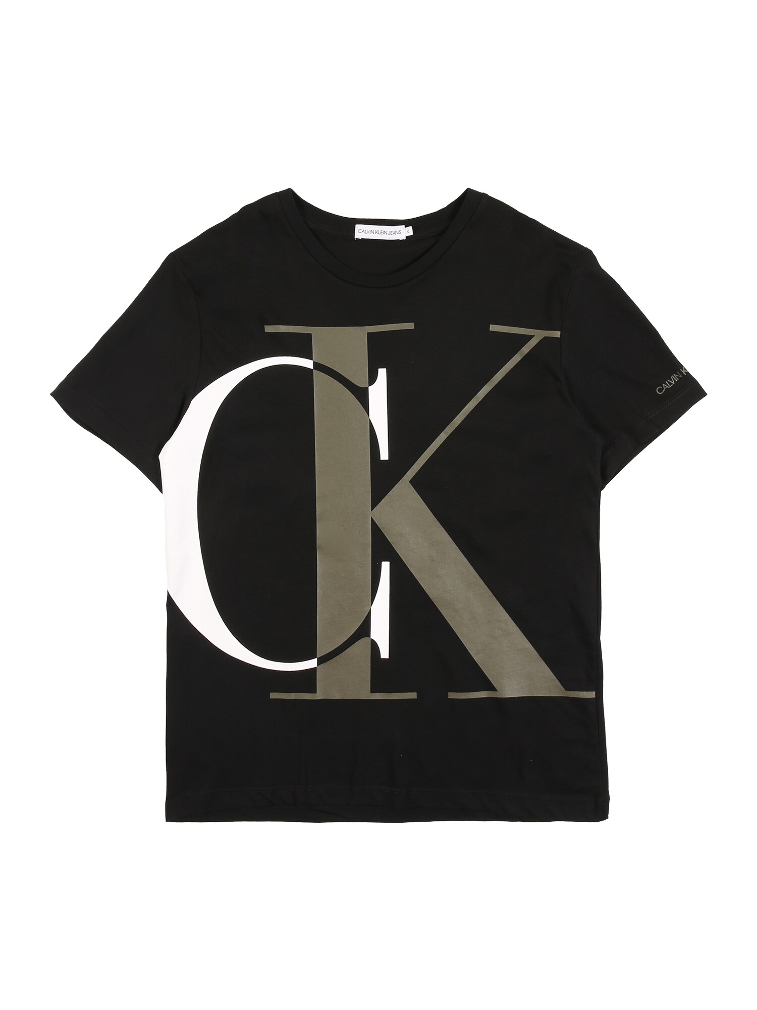 Calvin Klein Jeans Marškinėliai  rusvai žalia / juoda / balta