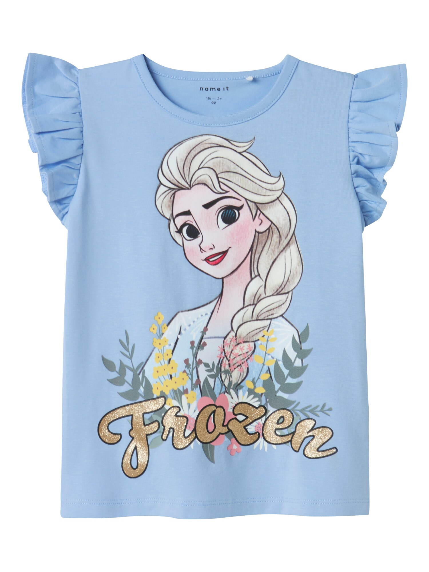 NAME IT Póló 'NMFABLA FROZEN'  világoskék / arany / fekete / fehér akciós termékkép 1
