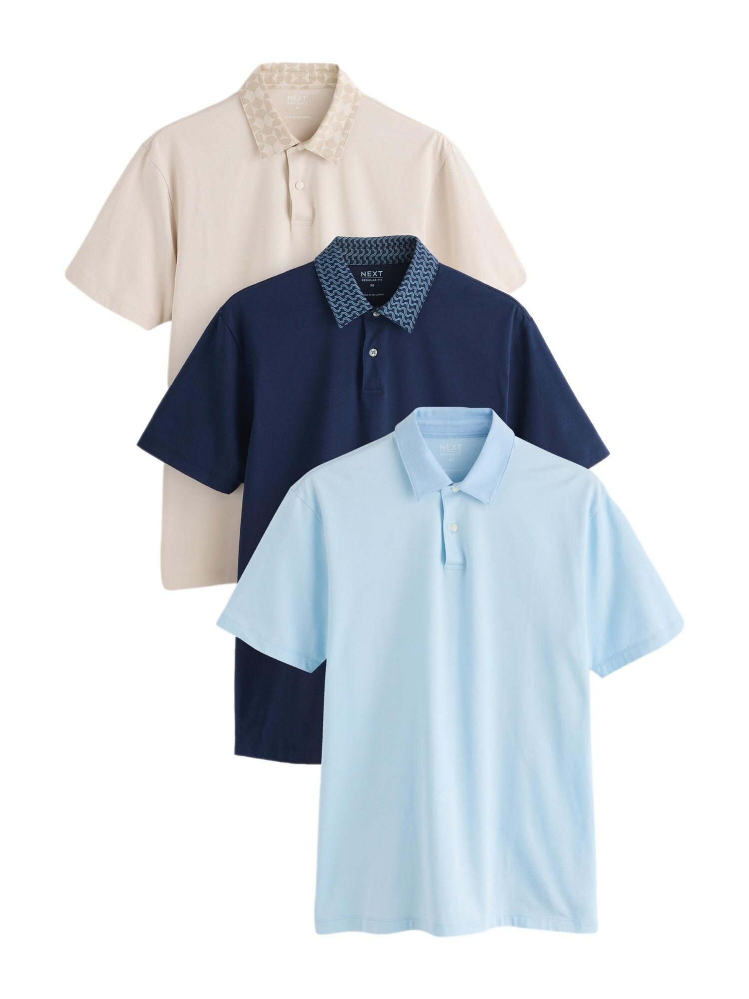 Next Tricou bej / bleumarin / albastru deschis