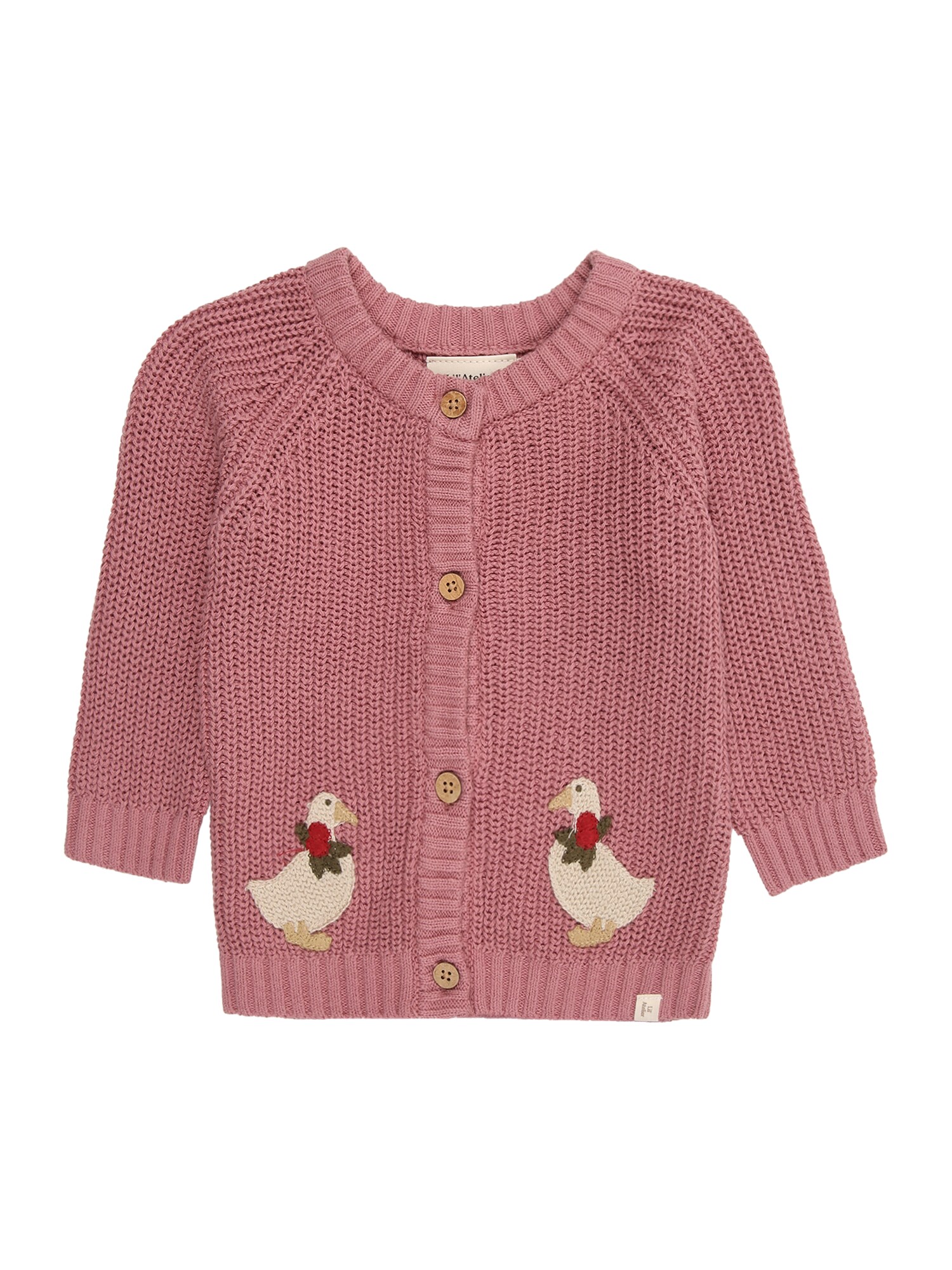 Lil'Atelier Strickjacke 'NBFEMLEN' creme / oliv / magenta / feuerrot