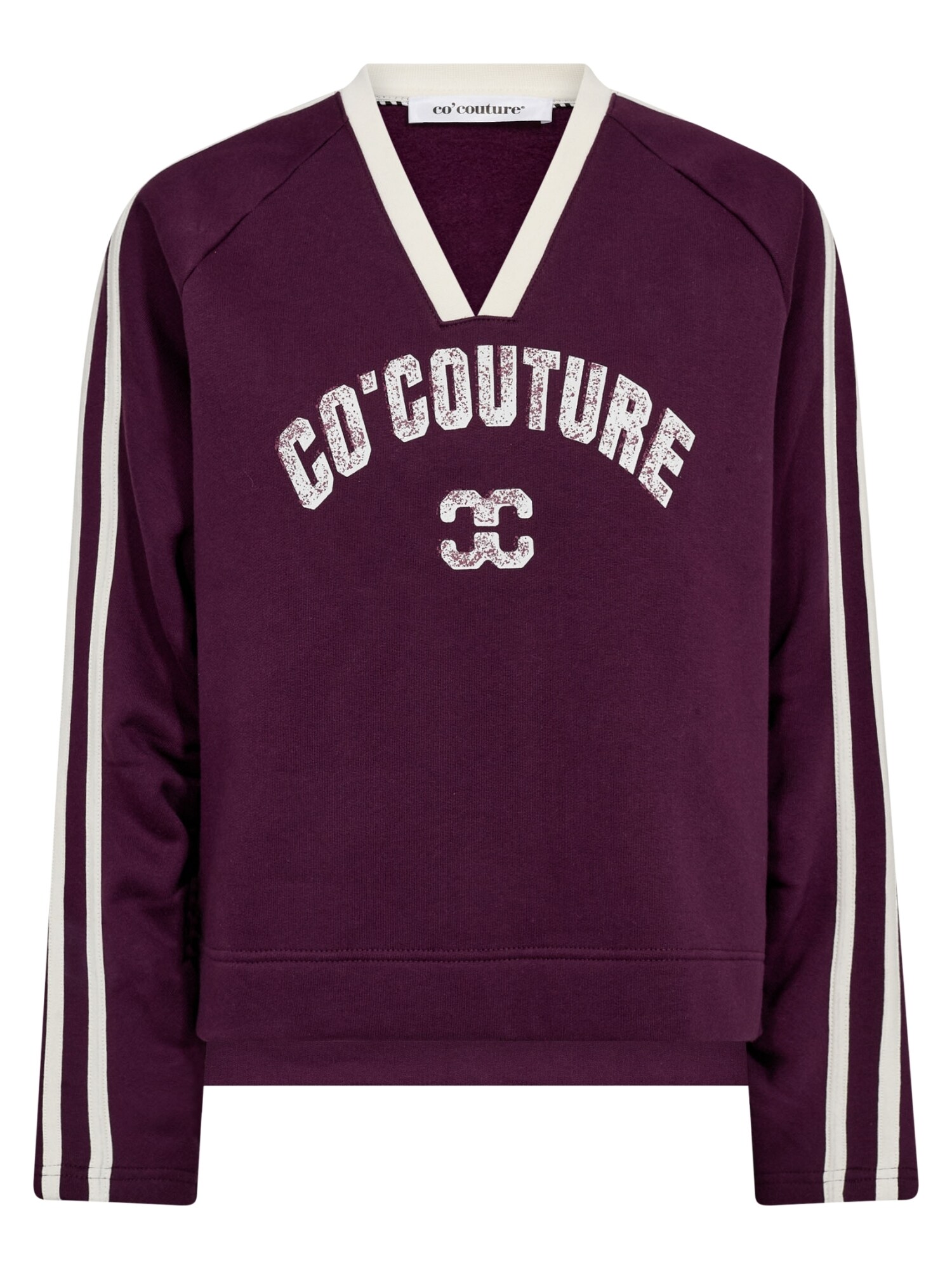 co'couture Bluză de molton 'Batu'  mov prună / alb