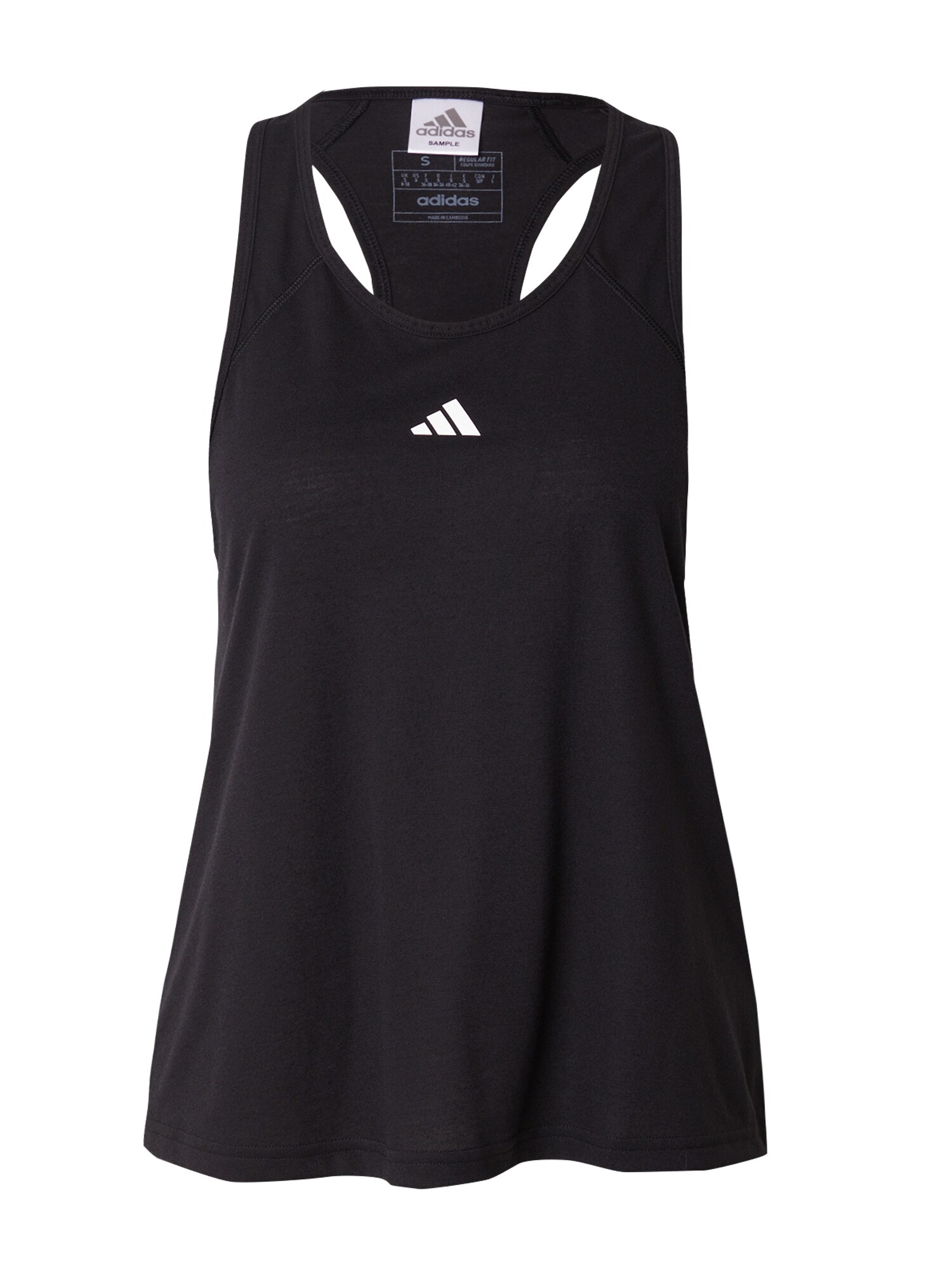 ADIDAS PERFORMANCE Спортен топ 'Train Essentials Minimal Branding Racerback'  черно / бяло
