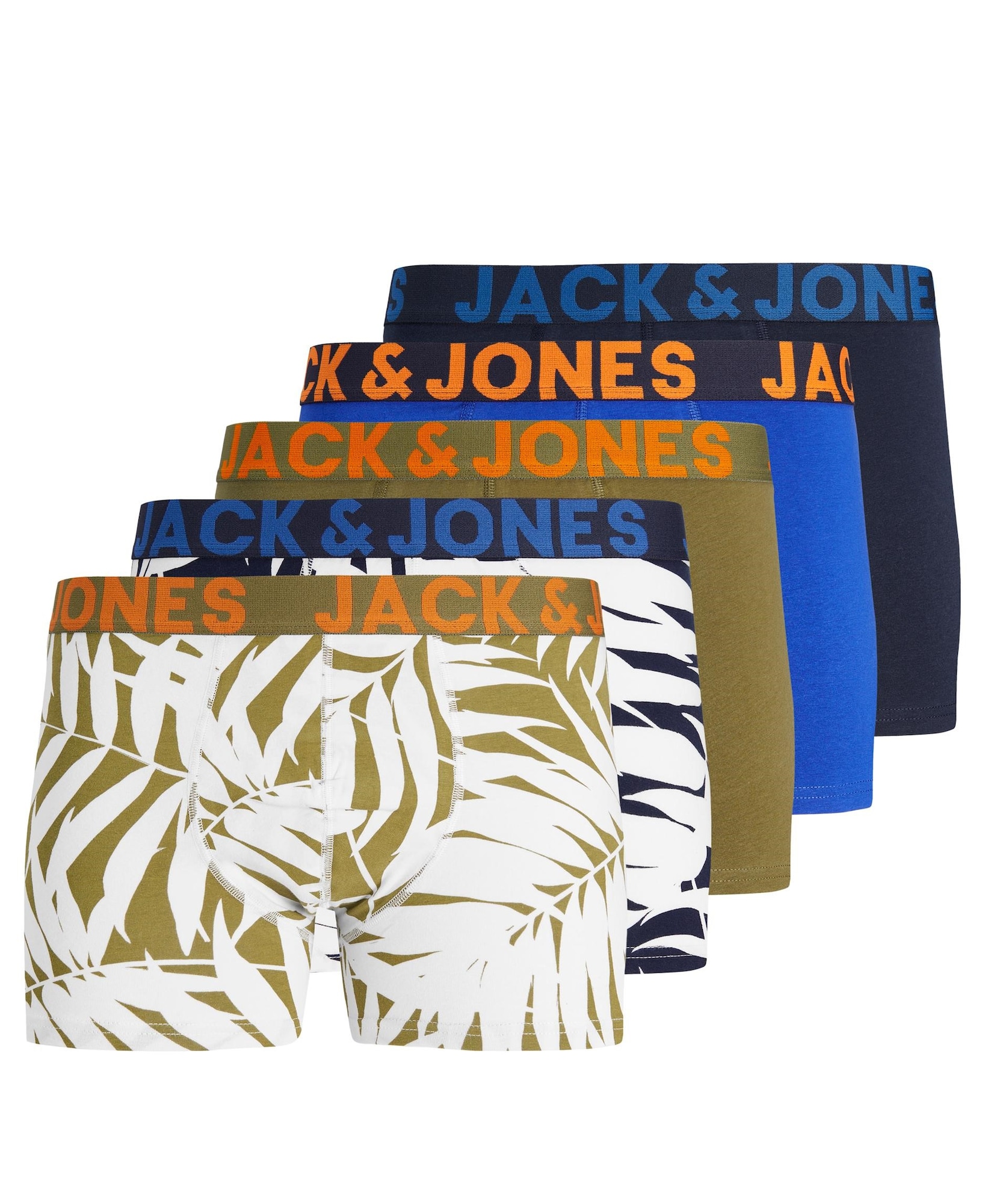 JACK & JONES Boksarice 'CALM LEAVES'  mornarska / nebeško modra / oliva / bela