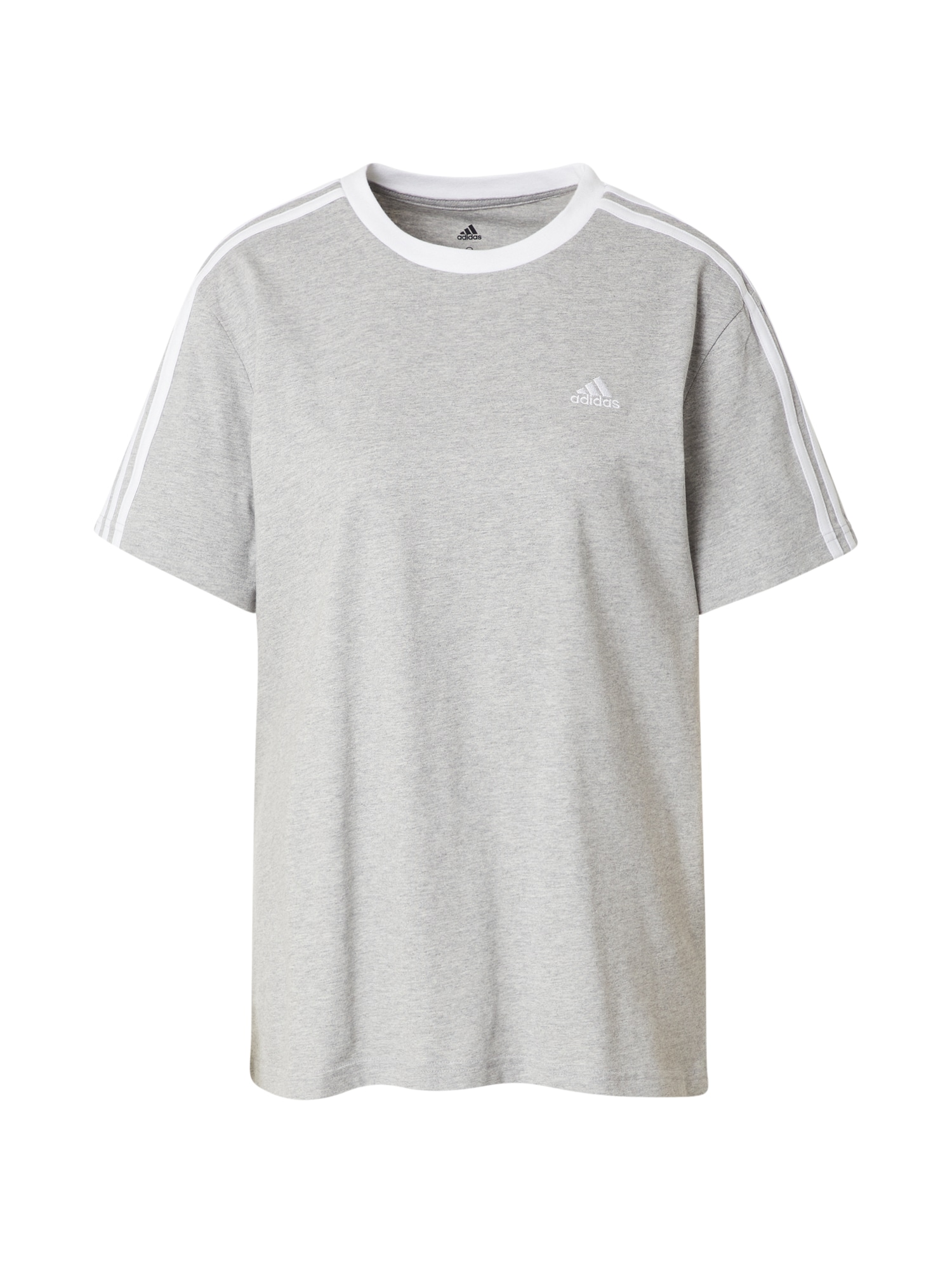ADIDAS SPORTSWEAR Функционална тениска 'Essentials 3-Stripes'  сив меланж / бяло