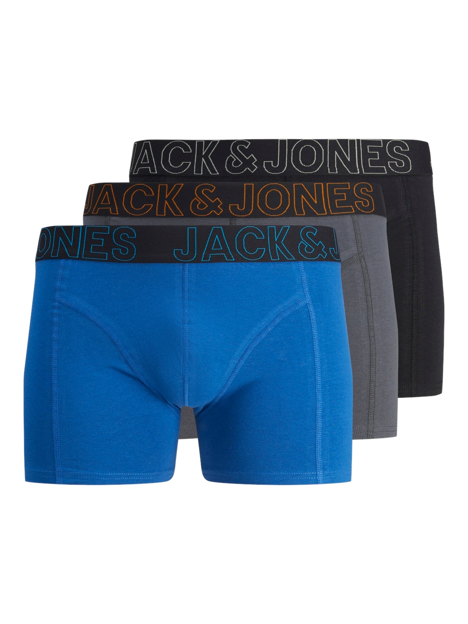 JACK & JONES Boxerky 'JACMURPHY'  kráľovská modrá / sivá / oranžová / čierna