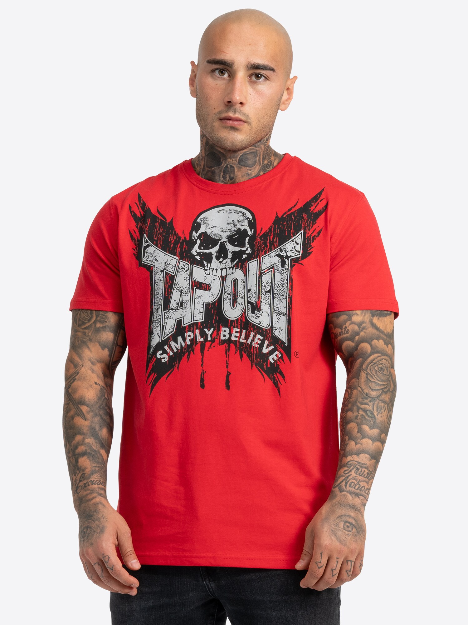 Tapout Póló 'Creston'  szürke / piros / fekete termék 2. képe