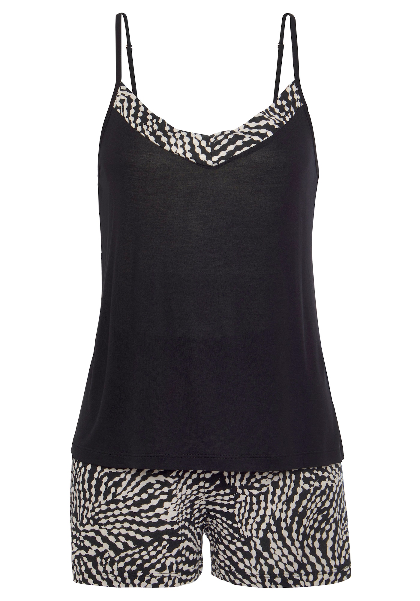 LASCANA Pantaloni scurți  crem / negru