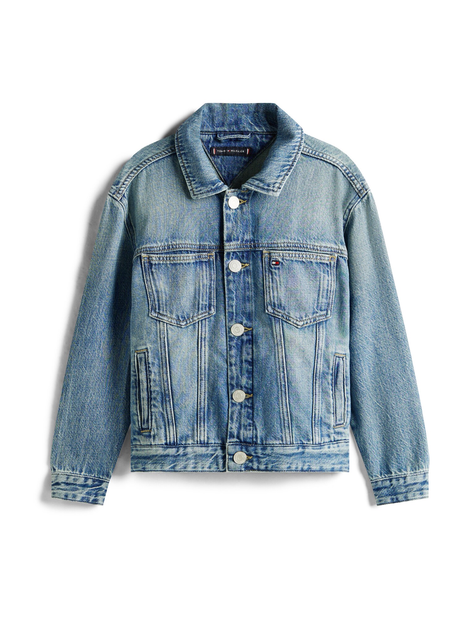 TOMMY HILFIGER Geacă de primăvară-toamnă  albastru denim / roșu deschis / alb denim