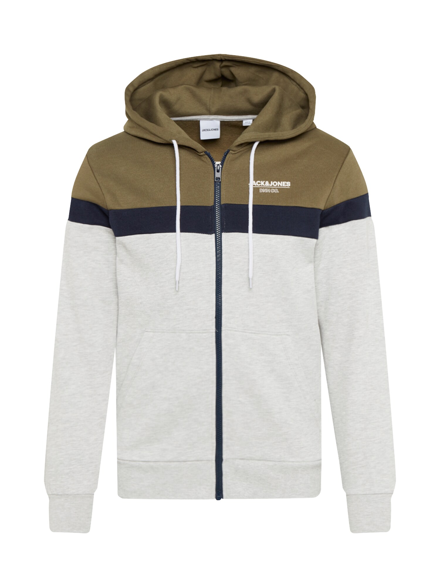 JACK & JONES Džemperis  alyvuogių spalva / margai pilka / tamsiai mėlyna
