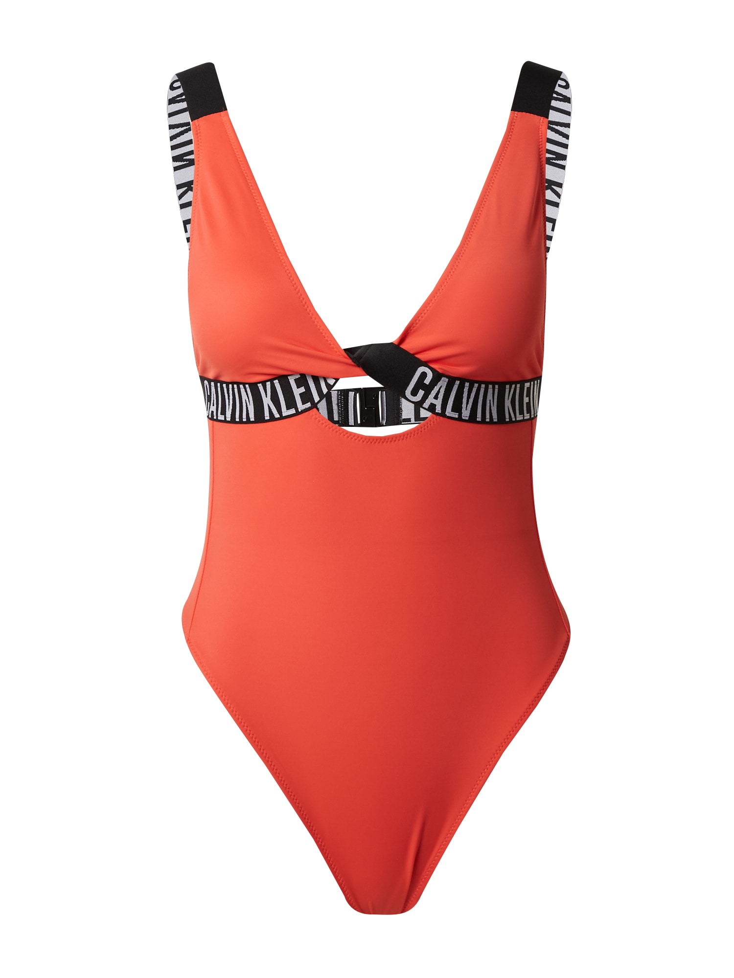 Calvin Klein Swimwear Бански костюм 'Intense'  оранжево-червено / черно / бяло