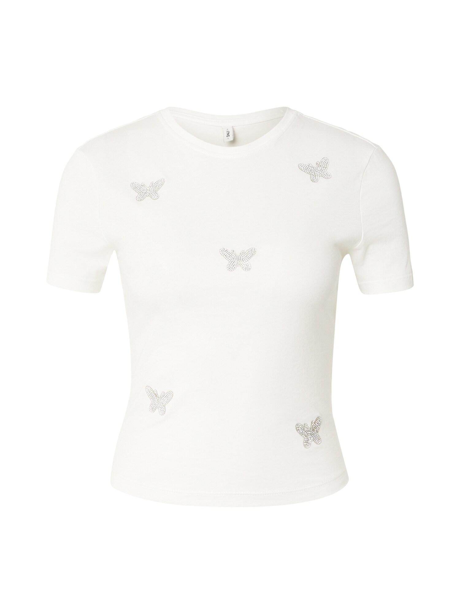 ONLY Tricou ONLSNAPPY  argintiu / alb
