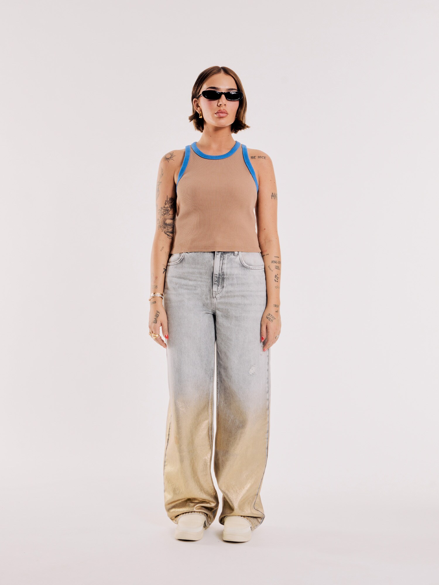 OUT OF ORBIT Farmer 'Jill'  szürke farmer / olíva termék 2. képe