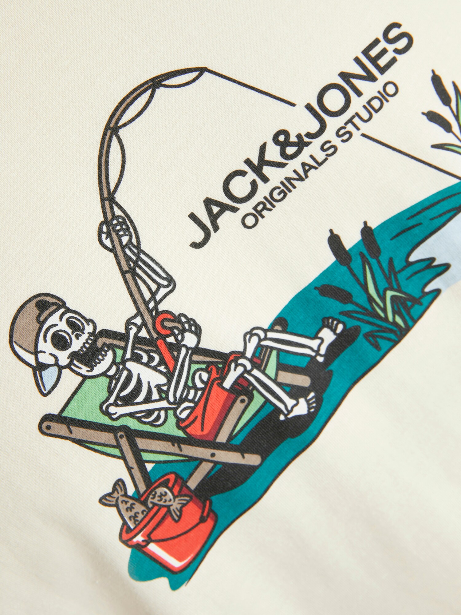 JACK & JONES Póló  sötétzöld / rikító piros / fekete / természetes fehér termék 2. képe