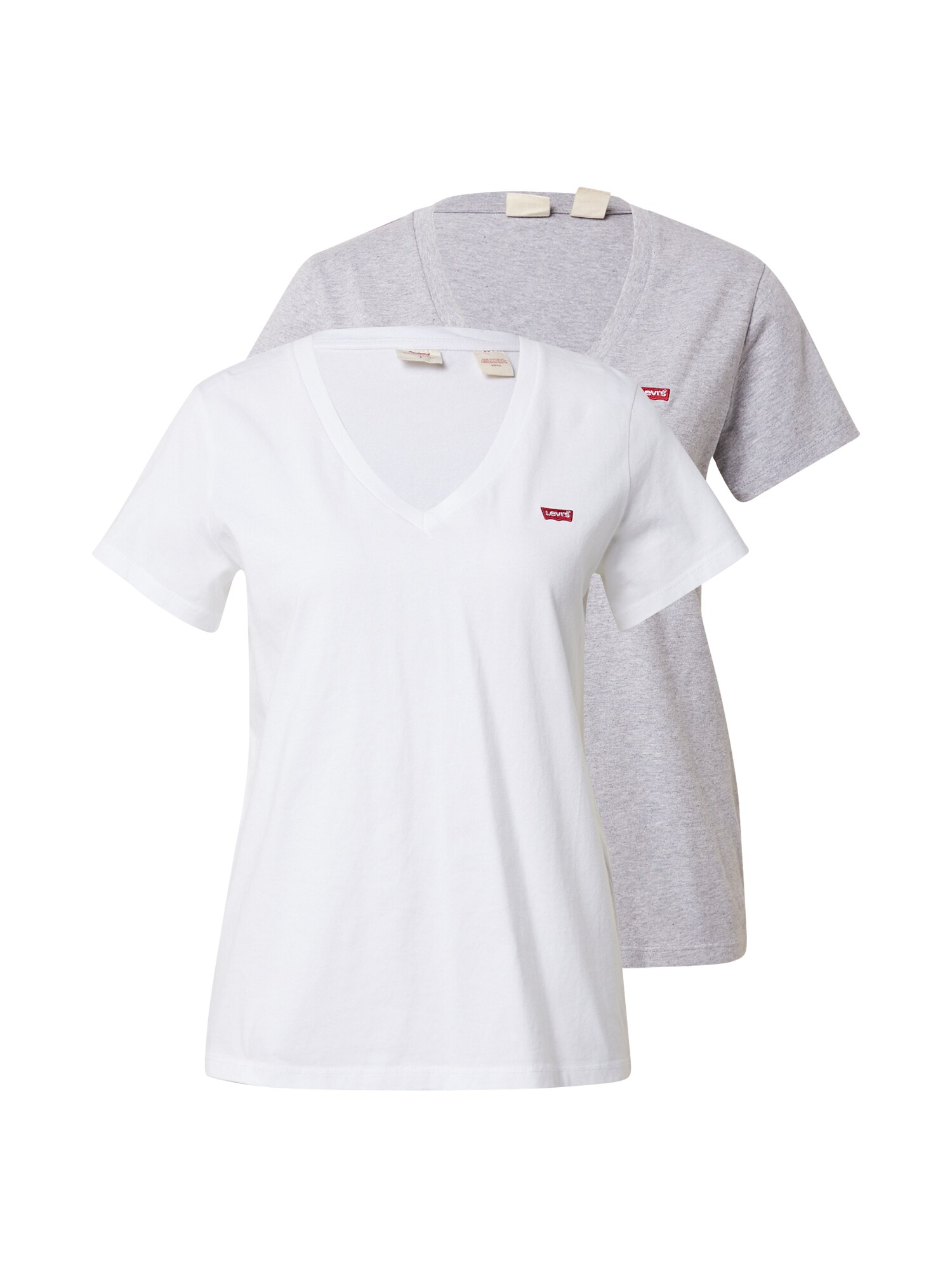 LEVI'S Tričko '2PACK VNECK TEE MULTI-COLOR'  sivá melírovaná / biela