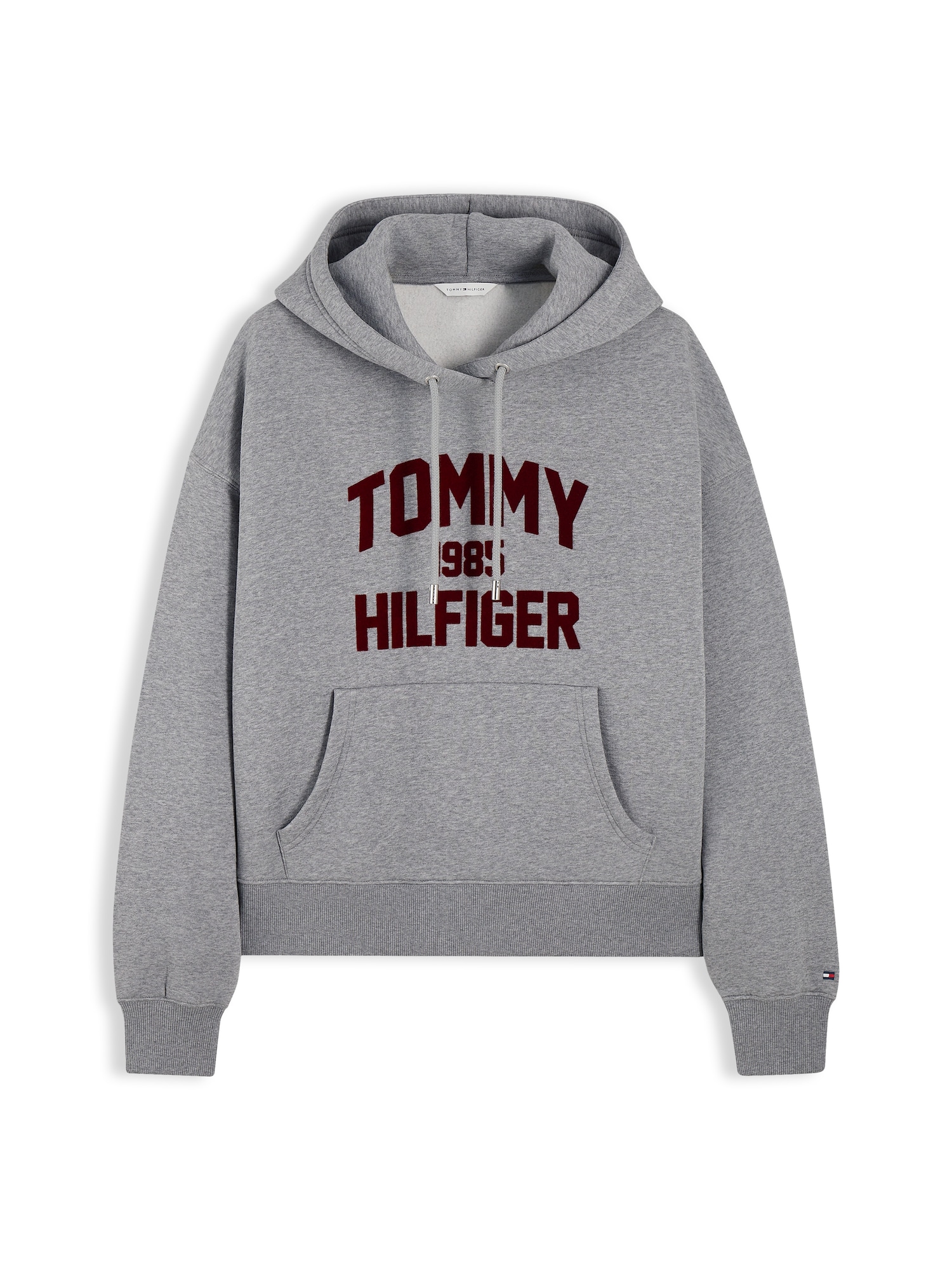 TOMMY HILFIGER Bluză de molton Varsity gri amestecat / roşu închis