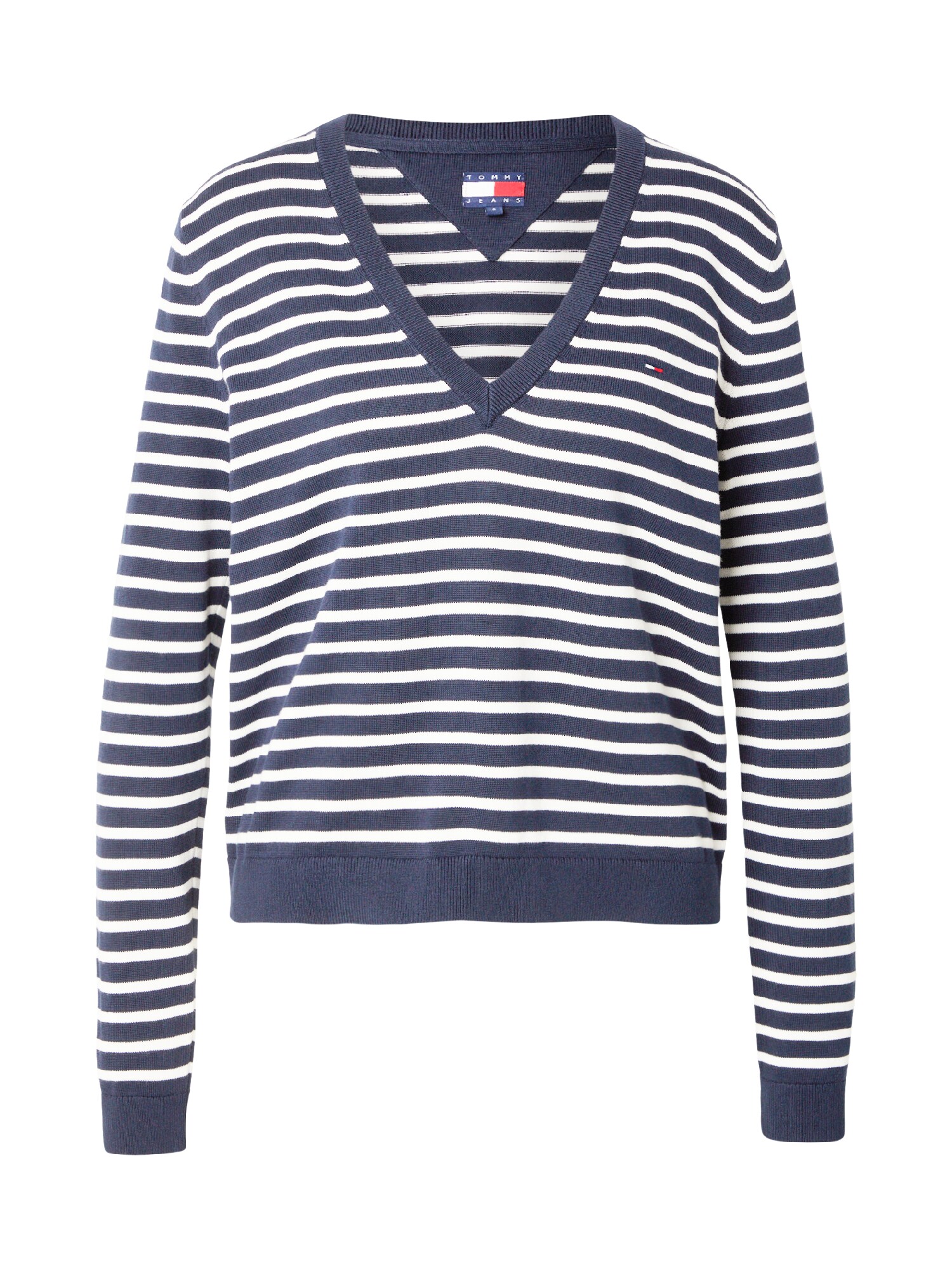 Tommy Jeans Pulover 'Flag Embroidery'  mornarska / bela