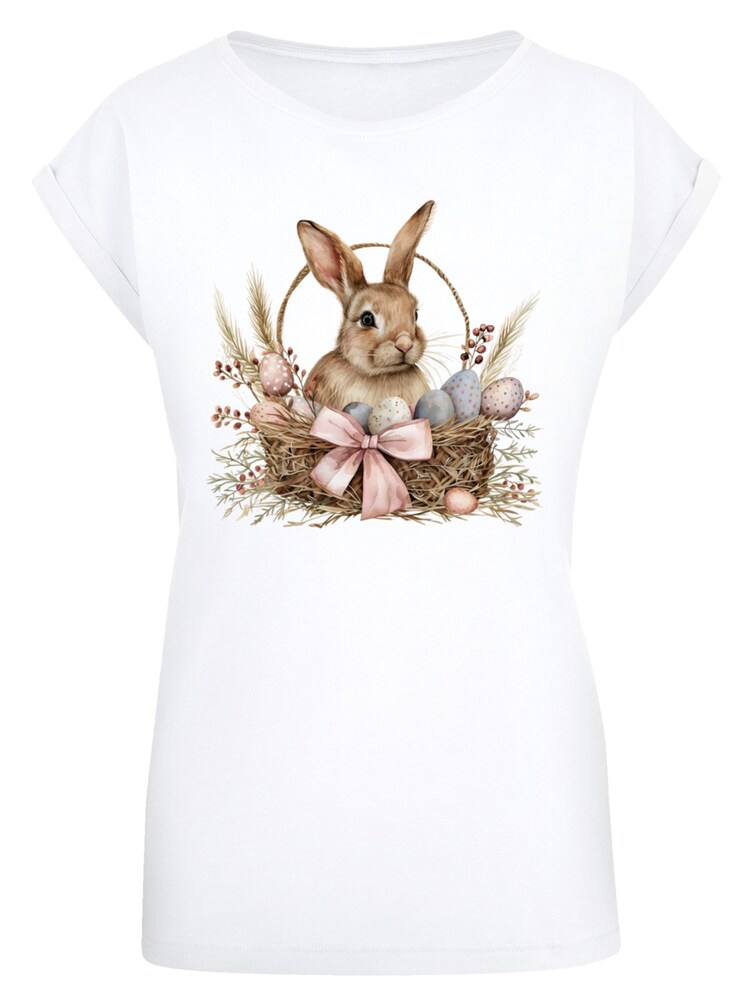 F4NT4STIC T-Shirt 'Osterhasen Korb Dekor' Damen Größe XL beige / hellbraun / hellpink / weiß