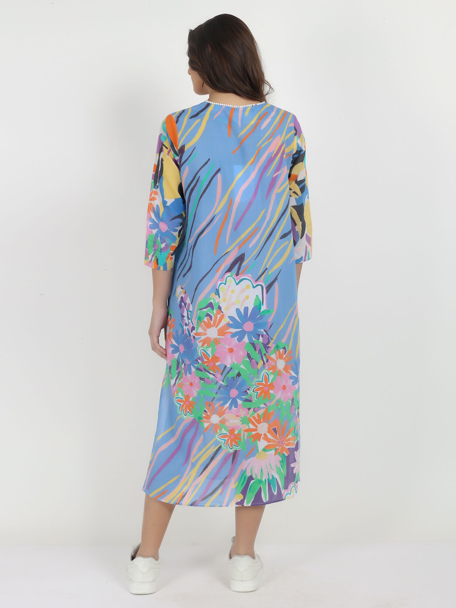 Thumbnail - VICCI Germany Maxikleid lange Seitenschlitze mit feinen Spitzendetails