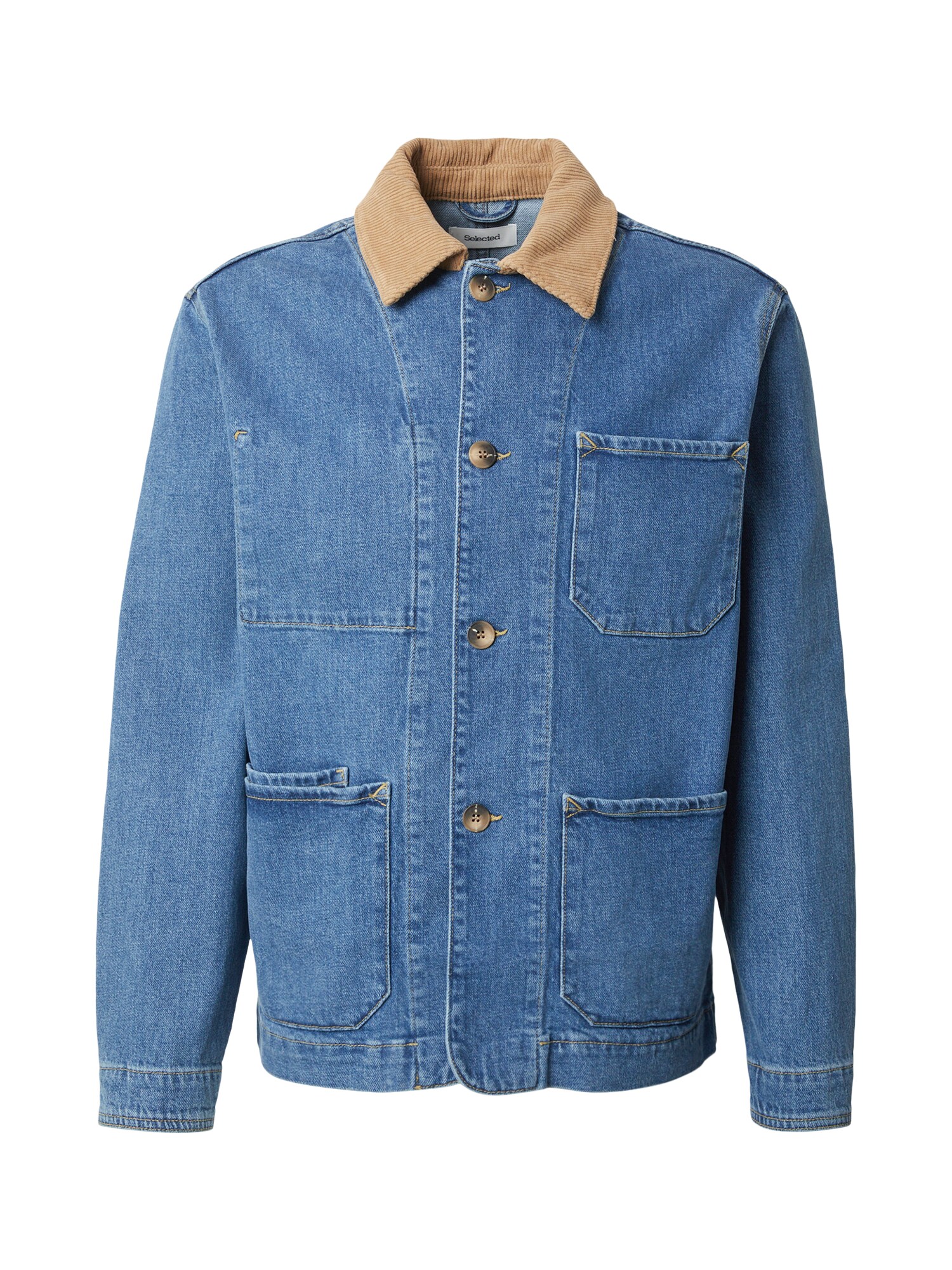 SELECTED Prechodná bunda 'SLHLANDON'  béžová / modrá denim