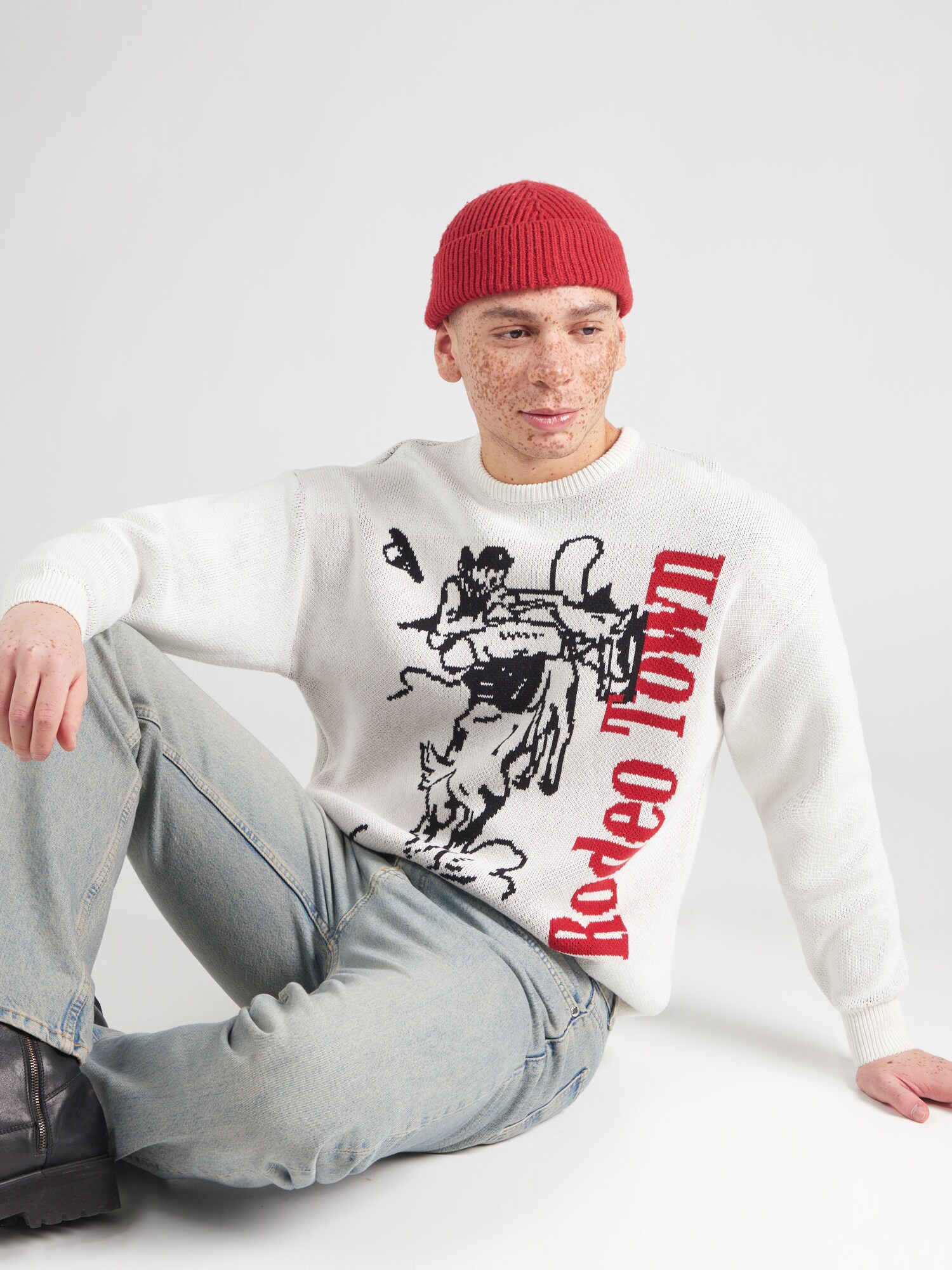 Only & Sons Pulóver 'ONSGUNNER'  tűzpiros / fekete / fehér termék 2. képe
