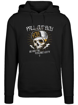 F4NT4STIC Sweatshirt ‘Fall Out Boy Youth Skull’ Goudgeel / Lichtgrijs / Zwart / Offwhite