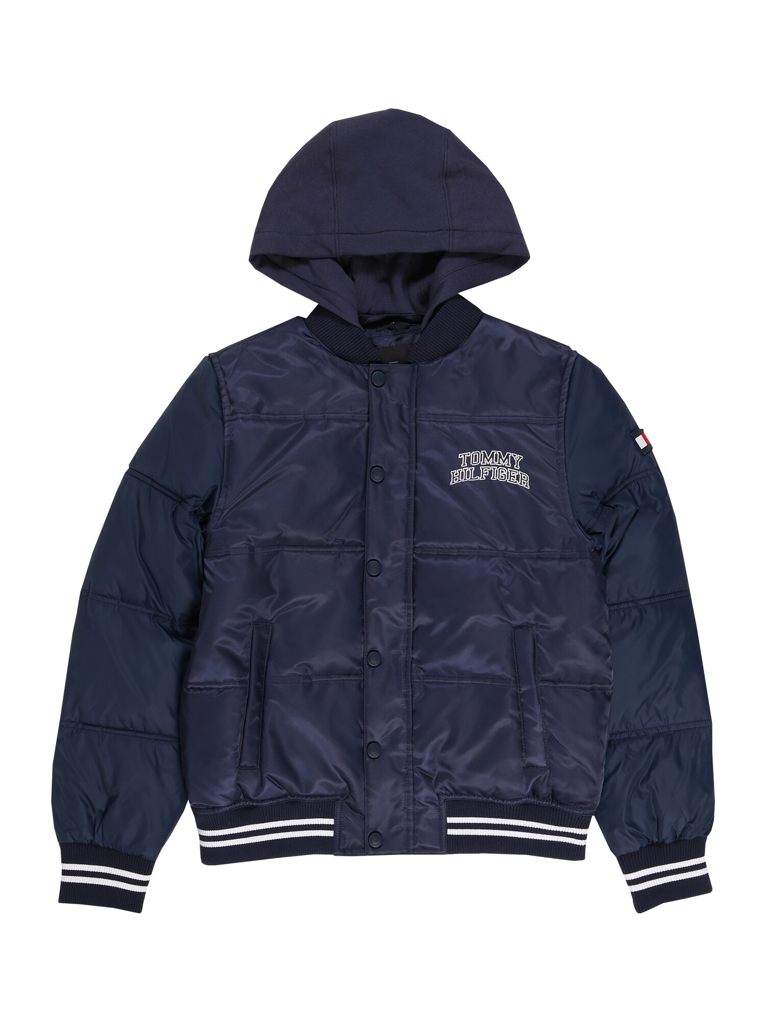 TOMMY HILFIGER Demisezoninė striukė  tamsiai mėlyna / balta