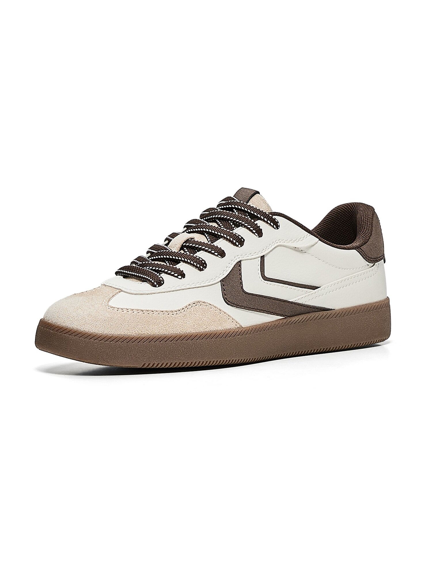 Bershka Sneaker low bej / maro închis / alb