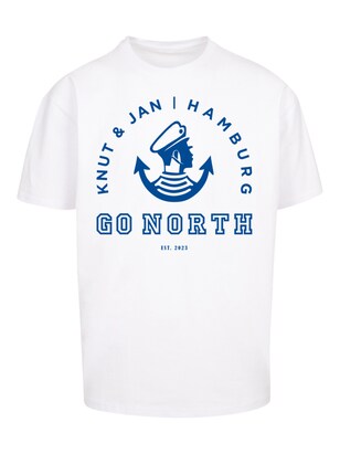 F4NT4STIC Shirt ‘Go North Knut & Jan Hamburg Logo Knut & Jan Hamburg’ Blauw / Wit