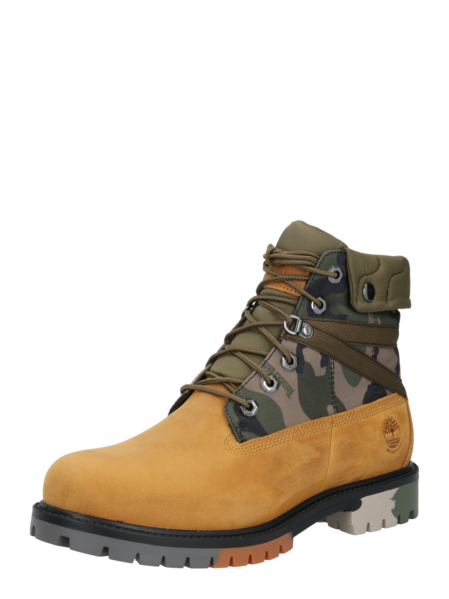 TIMBERLAND Auliniai batai su raišteliais 'Heritage'  alyvuogių spalva / ruda (konjako) / smėlio / akmens