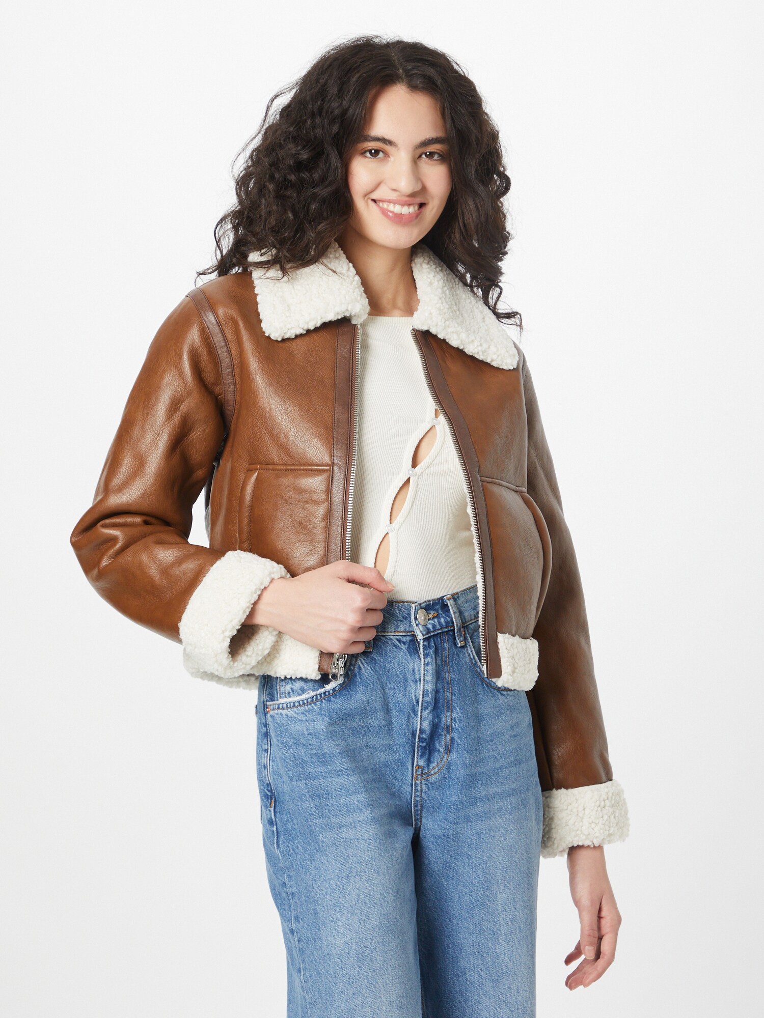 Abercrombie & Fitch Átmeneti dzseki  krém / barna termék 2. képe