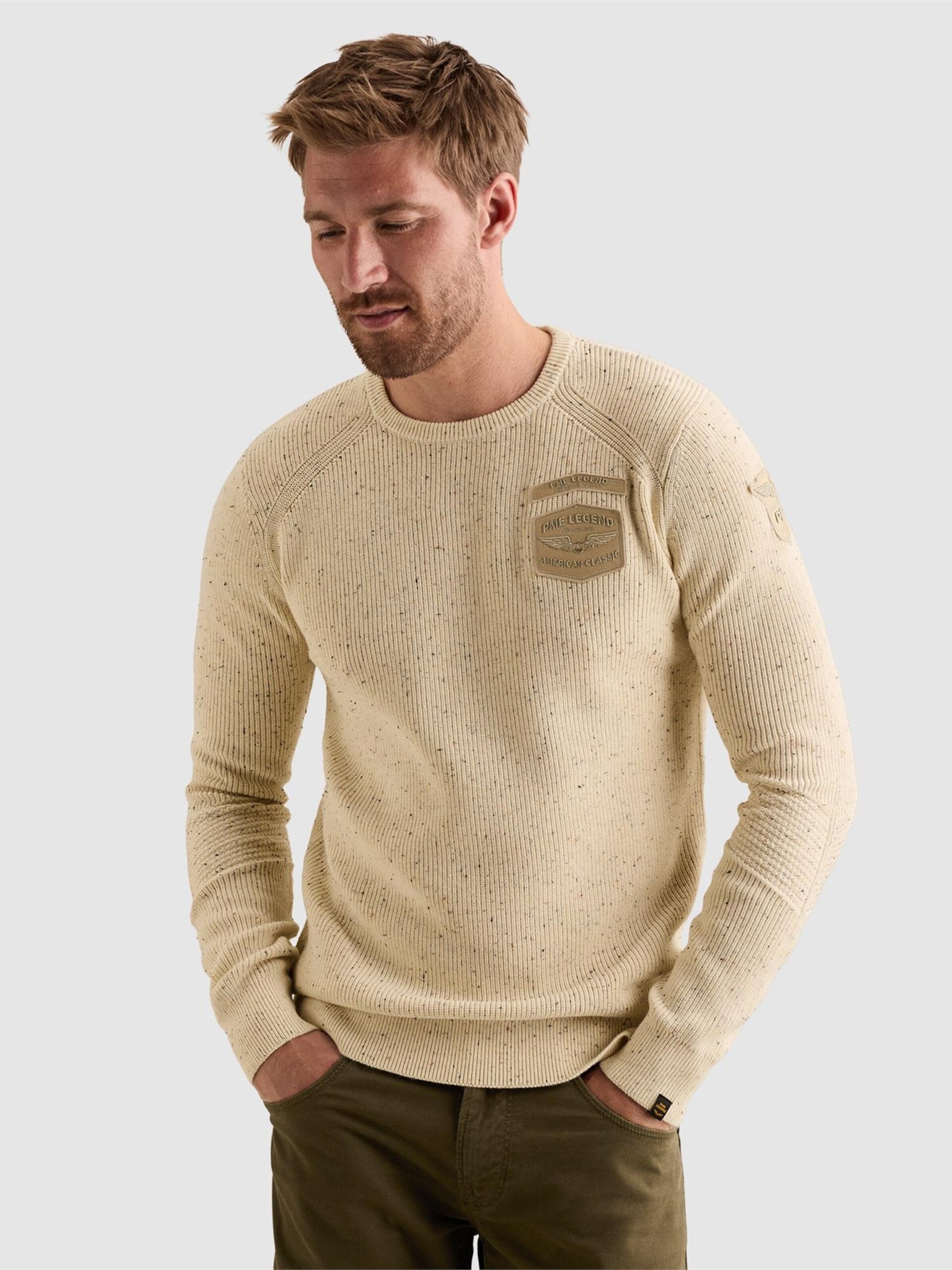 PME Legend Tröja 'Pullover in a cotton blend with badges' herr